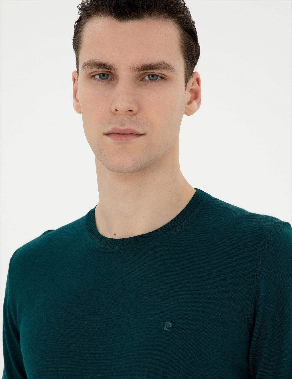 Ye_il Slim Fit Bisiklet Yaka Y_n Kar___ml_ Basic Triko Kazak - Pierre cardin фото 2