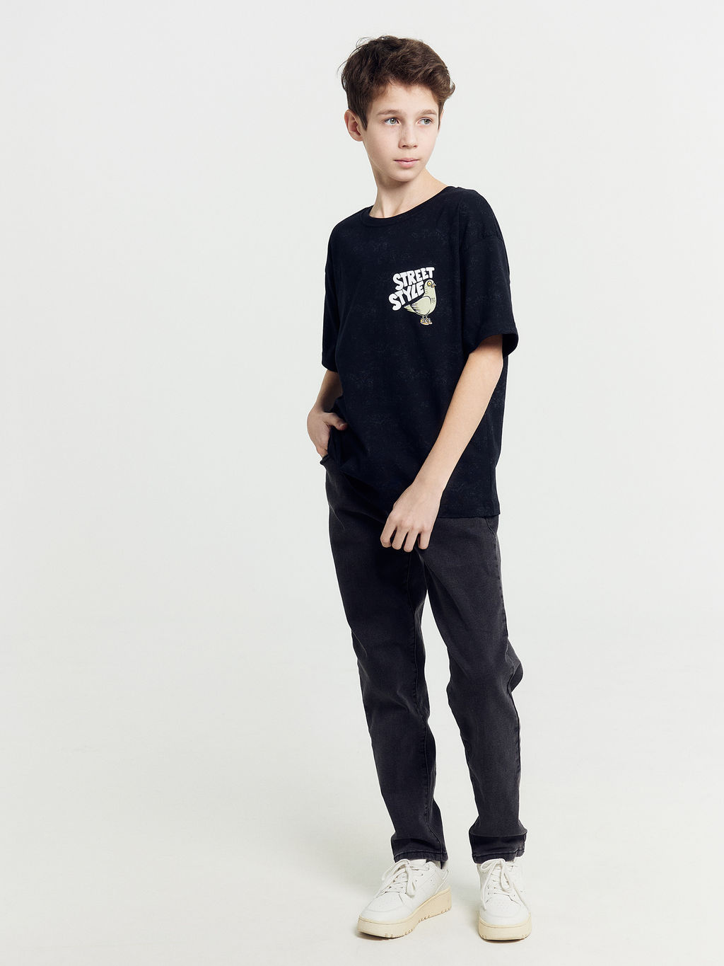 Футболка для мальчиков черная с рисунком тай-дай и печатью - Mark formelle фото 4