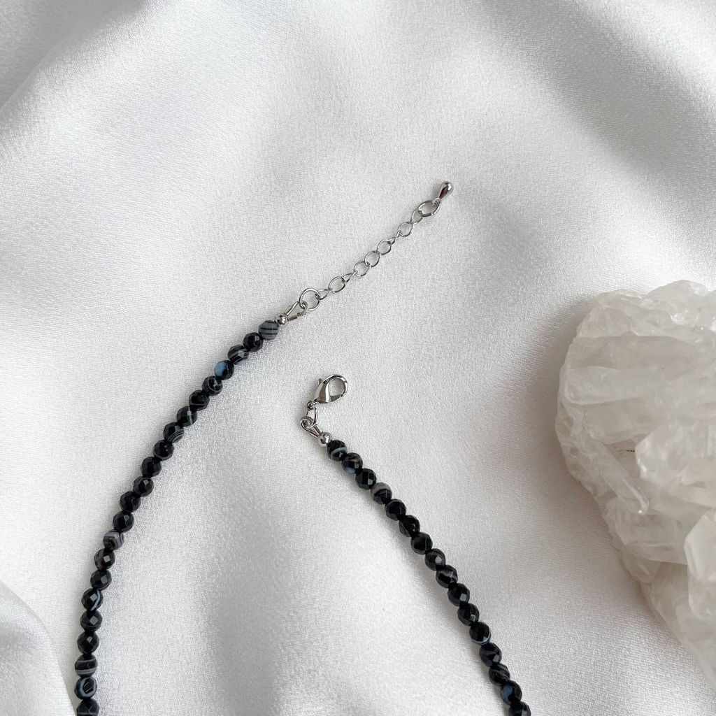 Чокер с подвеской "Инь-Янь" из Агата полосатого 38см +