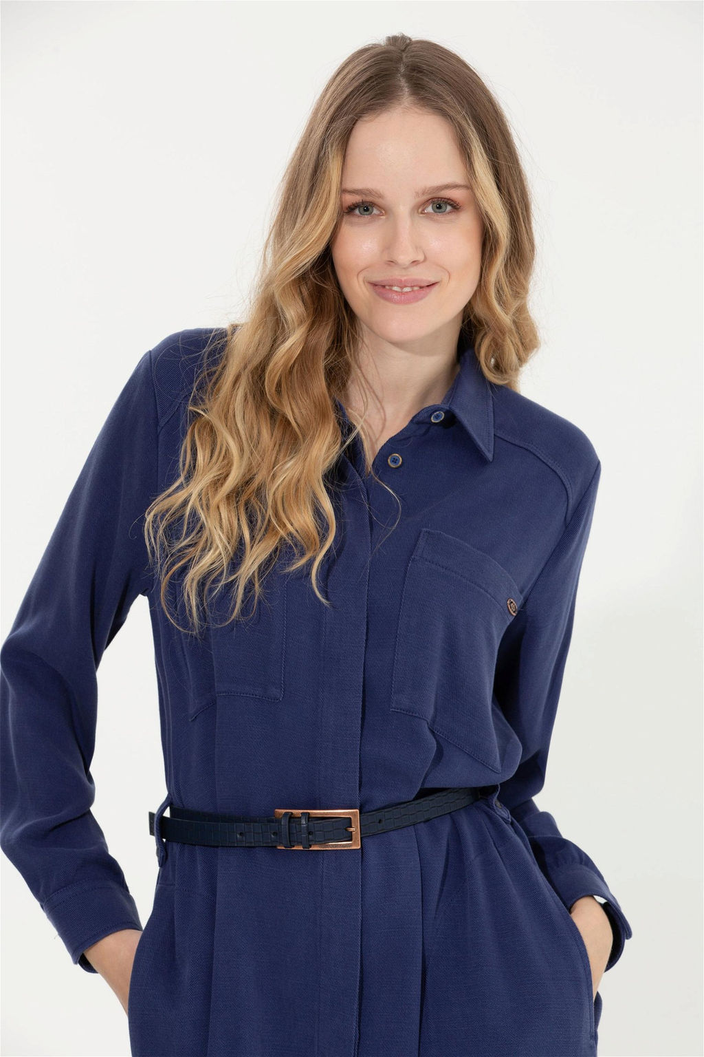 Женское синее тканое платье Неожиданная скидка в корзине - U.s. polo assn фото 3