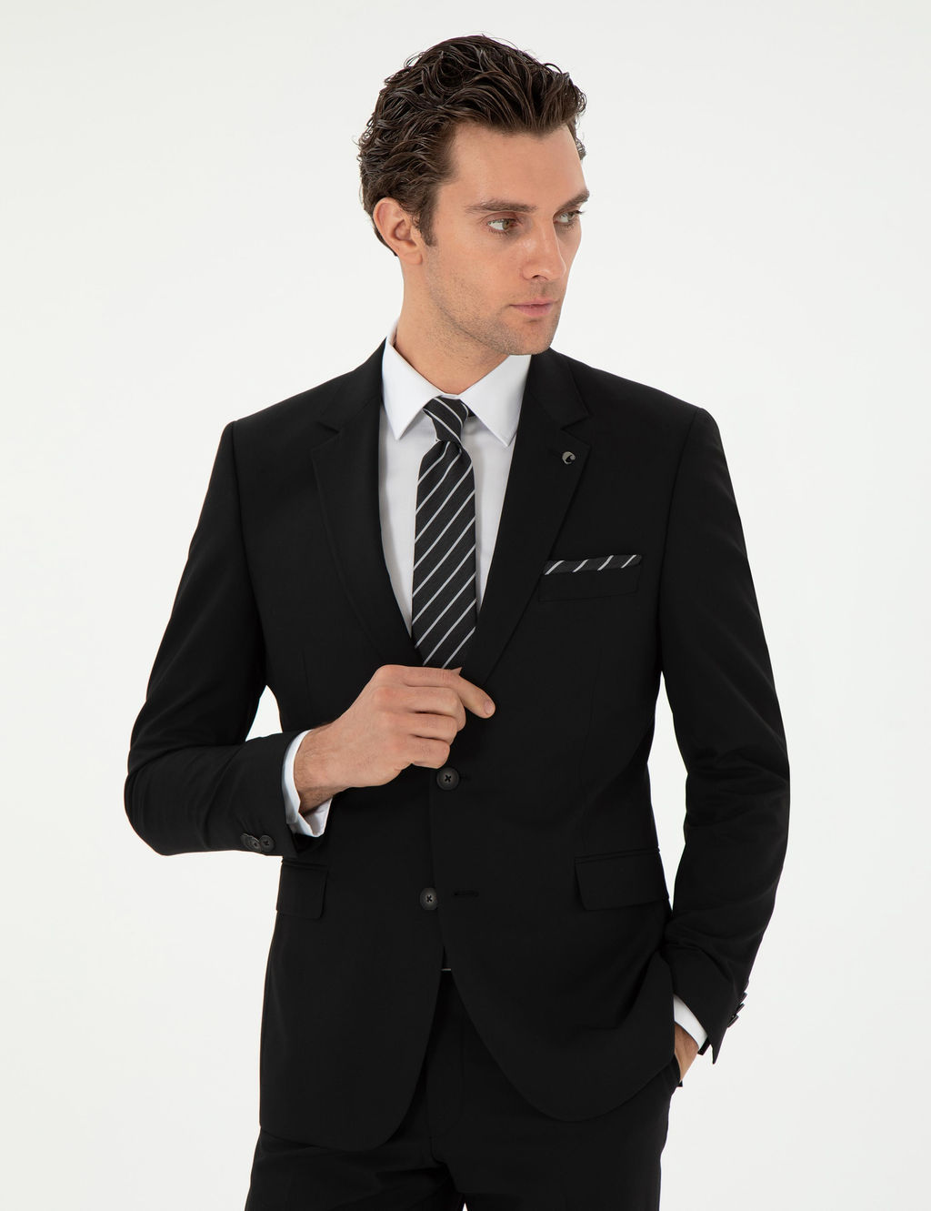 Siyah Slim Fit Klasik Tak_m Elbise