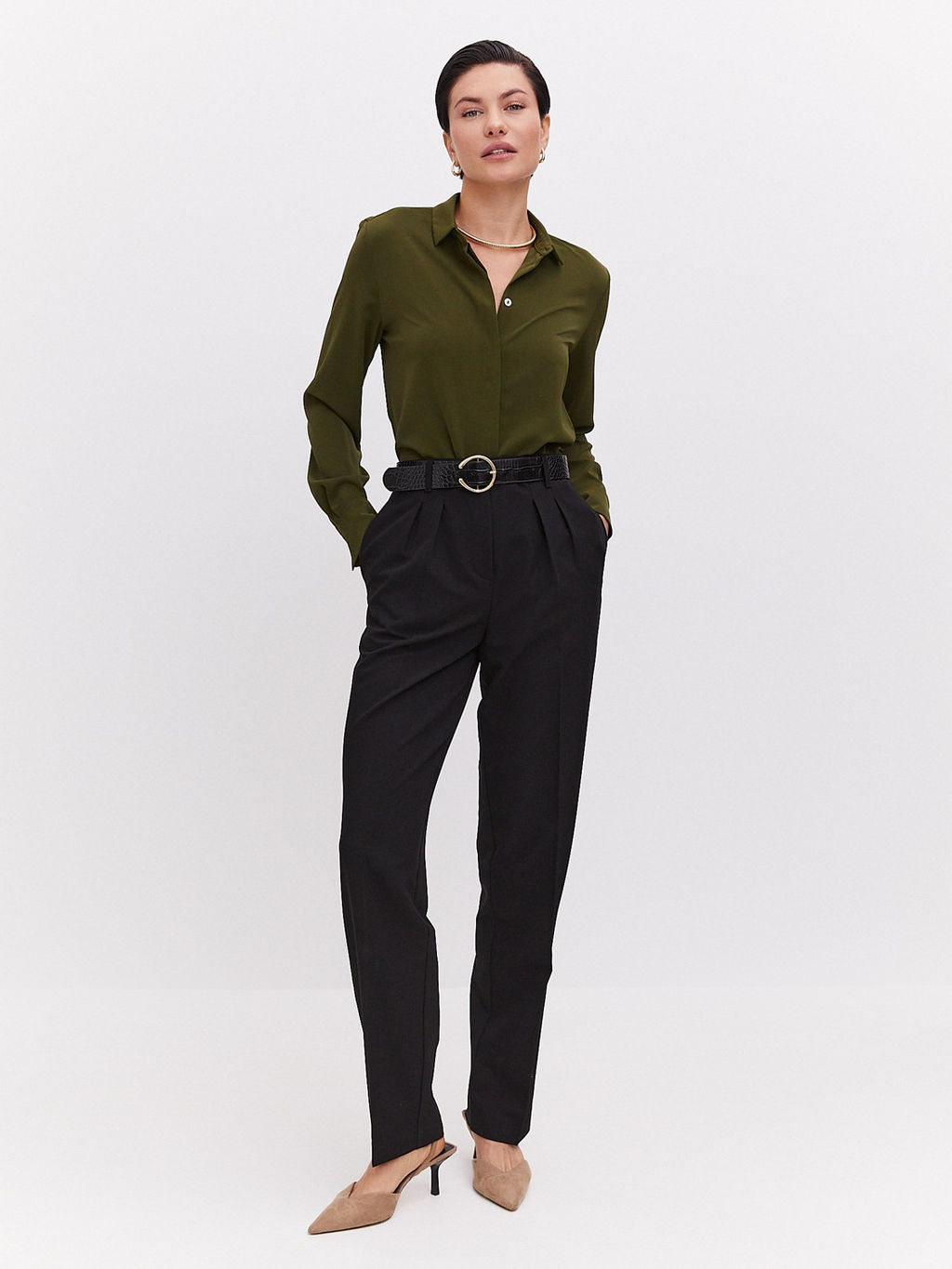 Блузка женская дл. рук. T-lab TL-BT-003-LV73-хаки  фото 4