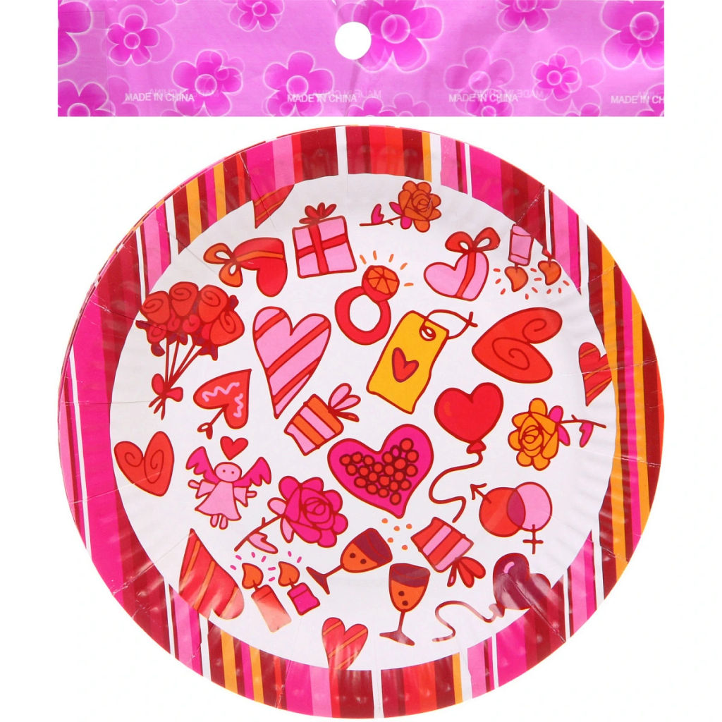 Тарелка бумажная 18 см в наборе 10 шт "Heart"