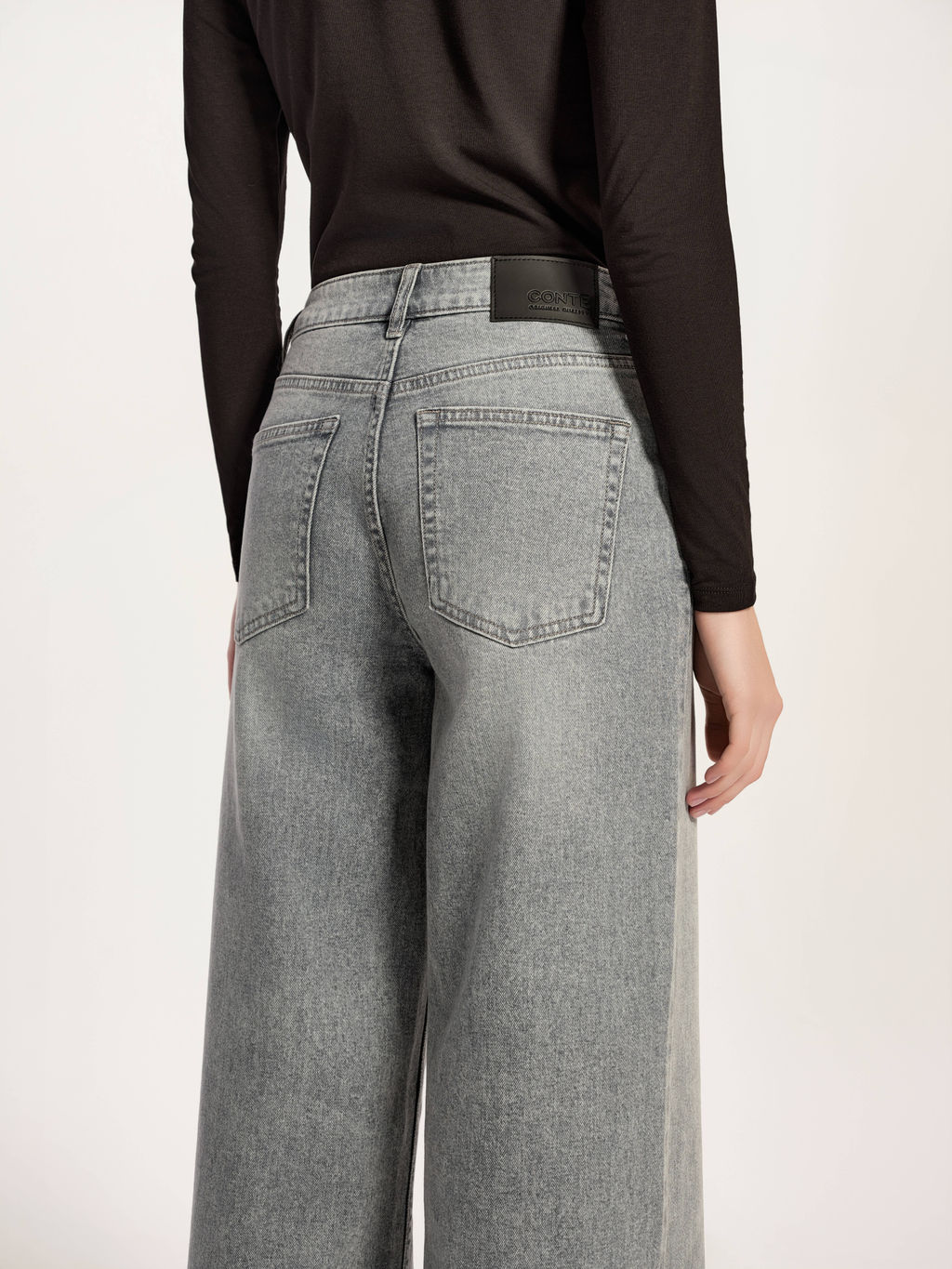 CONTE CON-785 Джинсы wide leg ULTRA-LONG серого цвета c необработанным краем grey