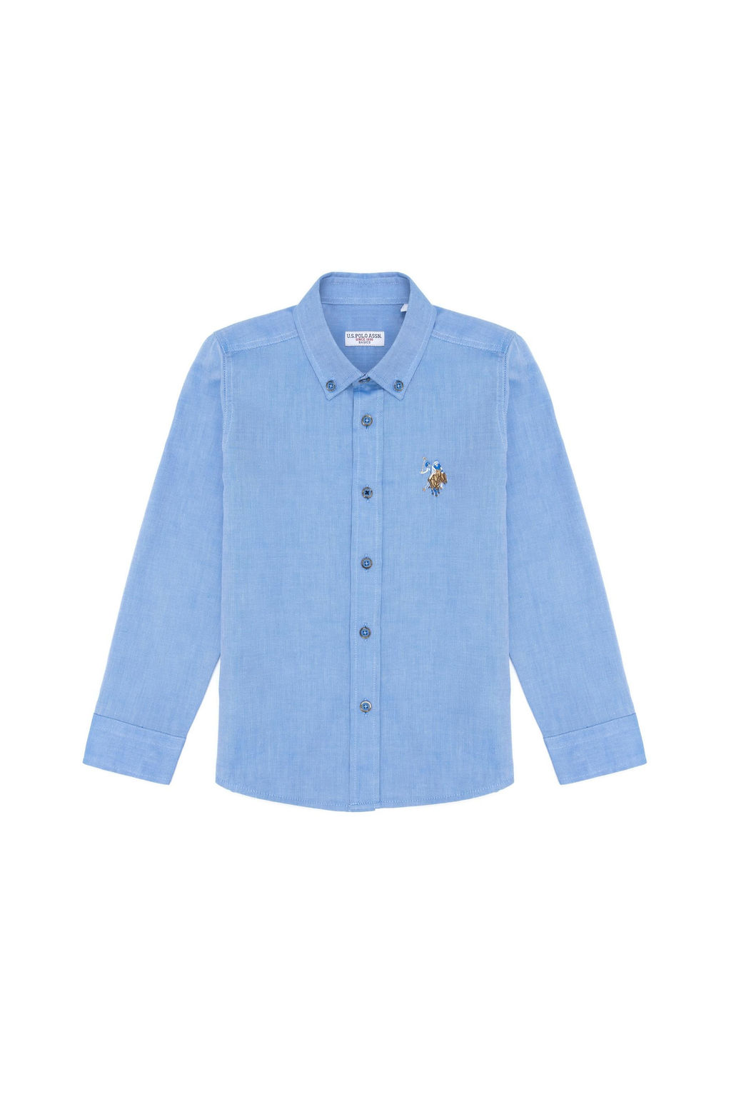 Темно-синяя базовая рубашка с длинным рукавом для мальчиков - U.s. polo assn фото 6