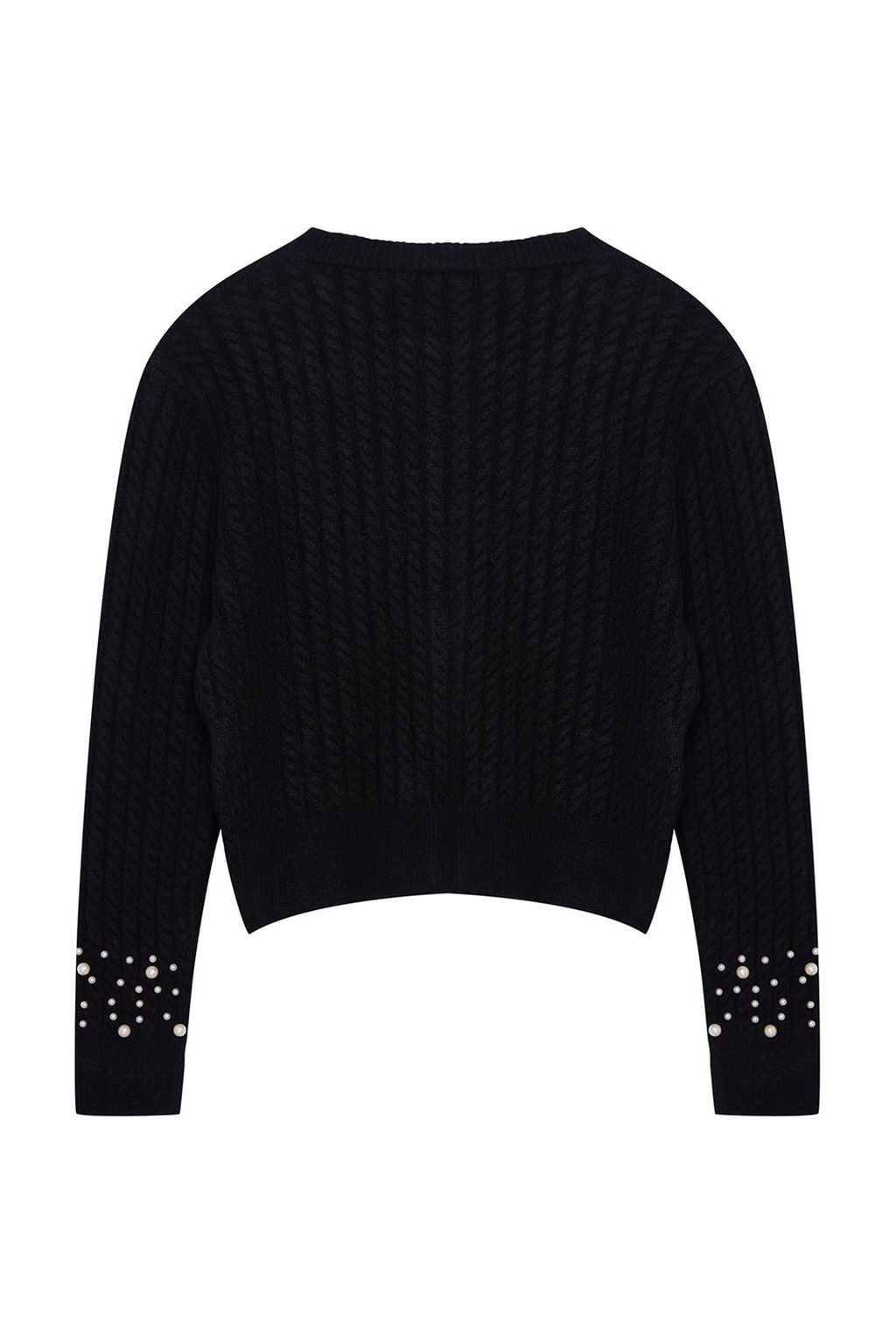 TRENDYOLMILLA Siyah Crop Yumusak Dokulu Inci Detayl? Ceket Gorunumlu Triko H?rka TWOAW25HI00184 фото 7