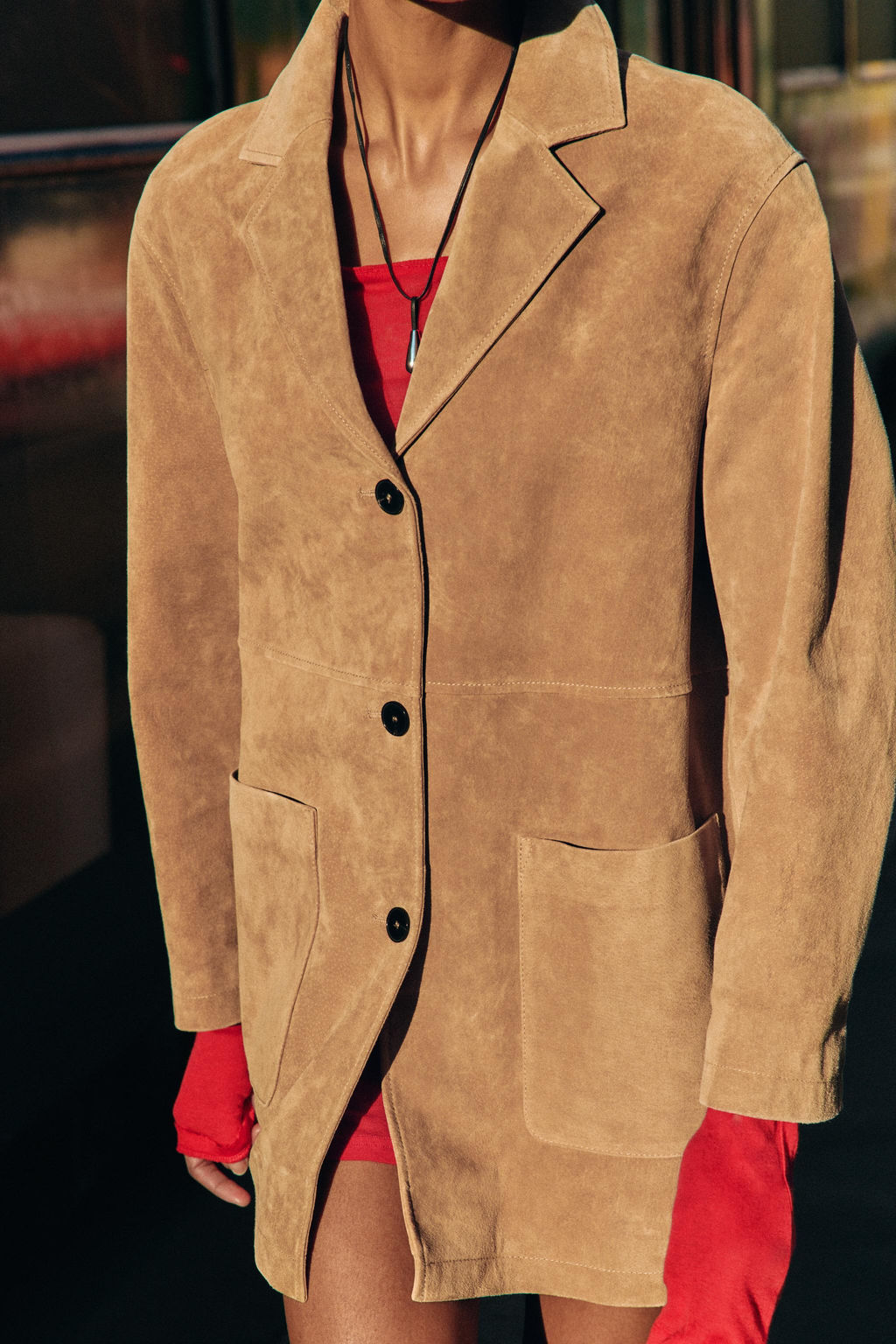 CHAQUETA 100% PIEL ANTE / Tostado - Zara фото 4