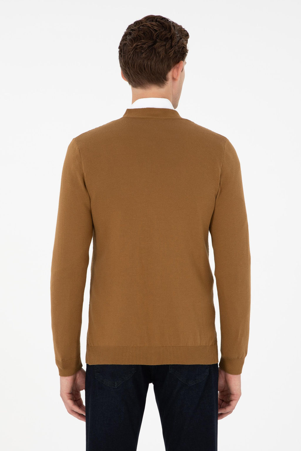 Мужской базовый трикотажный кардиган светло-хаки - U.s. polo assn фото 5