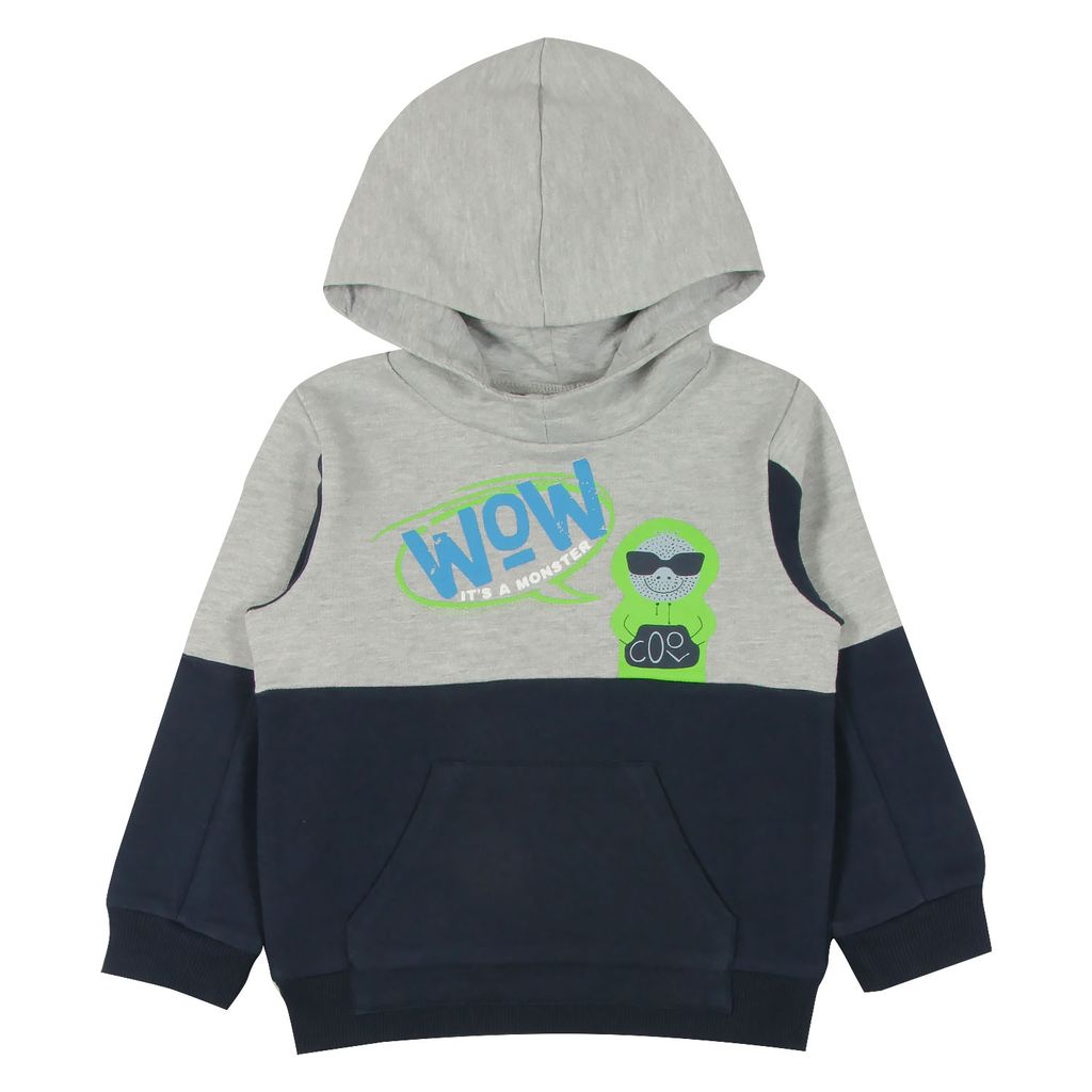 CRB wear/CWK 62496-1 Джемпер модель худи для мальчика, серый меланж-темно-синий/Ex.Cherubino  фото 4