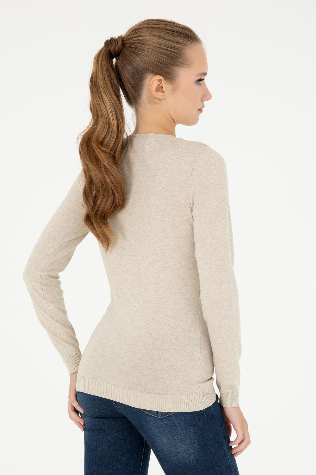 Женский базовый свитер с v-образным вырезом и каменным меланжом Неожиданная скидка в корзине - U.s. polo assn фото 5