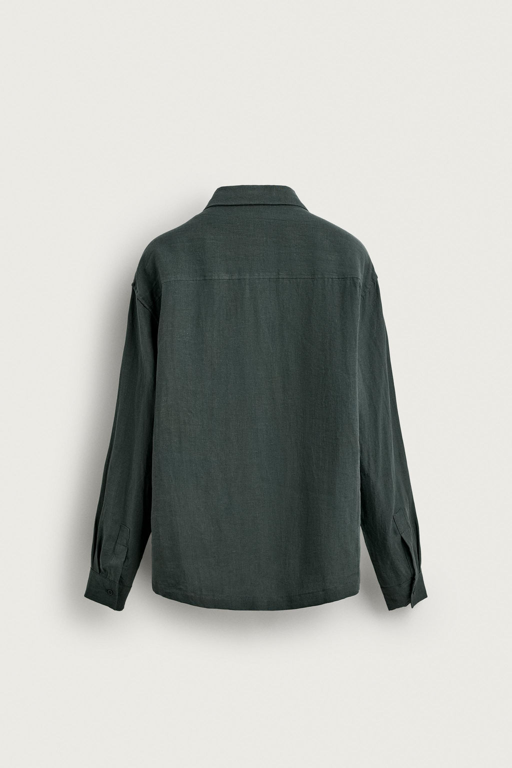 CAMISA RELAXED FIT 100% LINO PLIEGUES / Verde pato