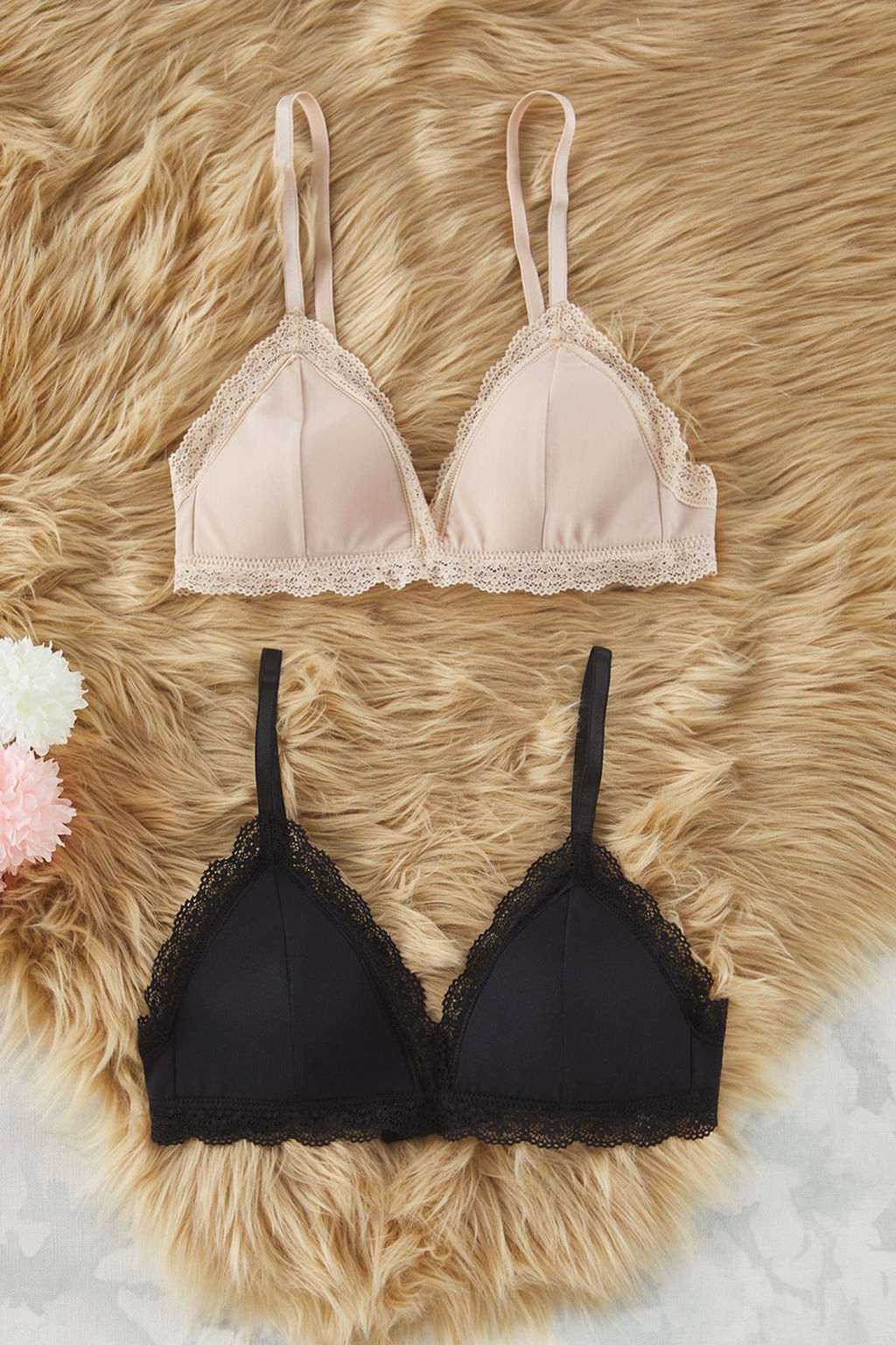 Trendyolmilla Siyah-Ten 2li Paket Micro Balensiz Kapl? Dantel Detayl? Ucgen Orme Sutyen THMSS25SU00016  фото 7