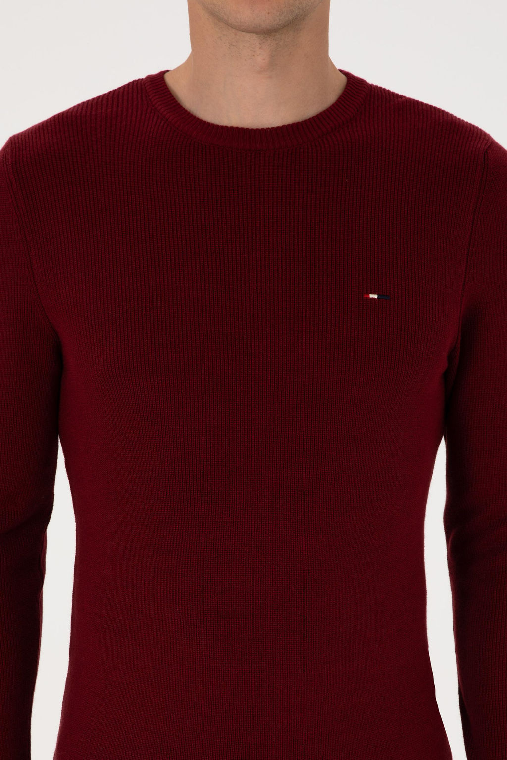 Erkek Slim Fit Bisiklet Yaka Bordo Basic Kazak - U.s. polo assn фото 6