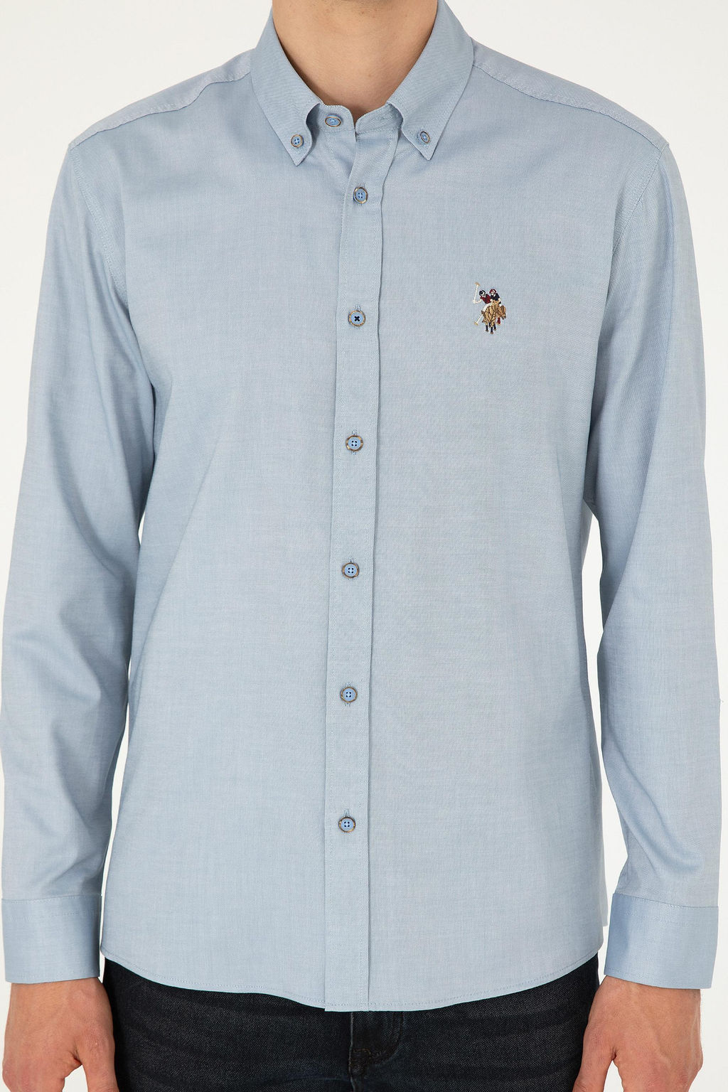 Мужская темно-синяя базовая рубашка с длинным рукавом Неожиданная скидка в корзине - U.s. polo assn фото 6