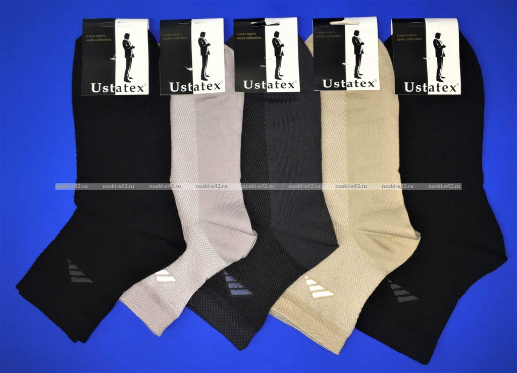 Цена за 5 пар. 5 ПАР - ЮстаТекс носки мужские укороченные спортивные 1с19 сетка серые