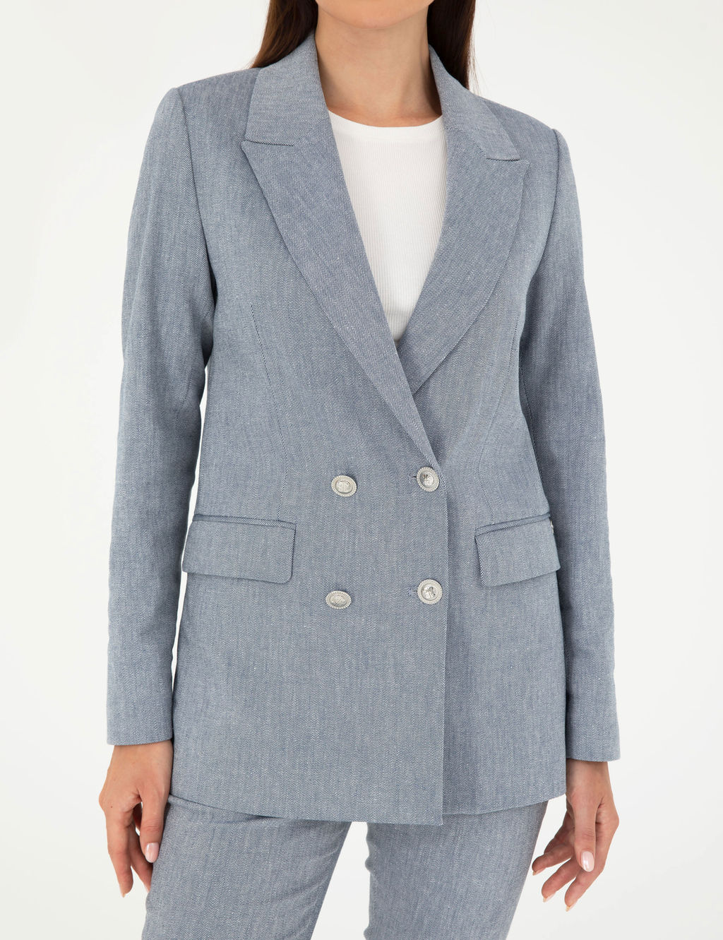 _ndigo Slim Fit Keten Kar___ml_ Ceket