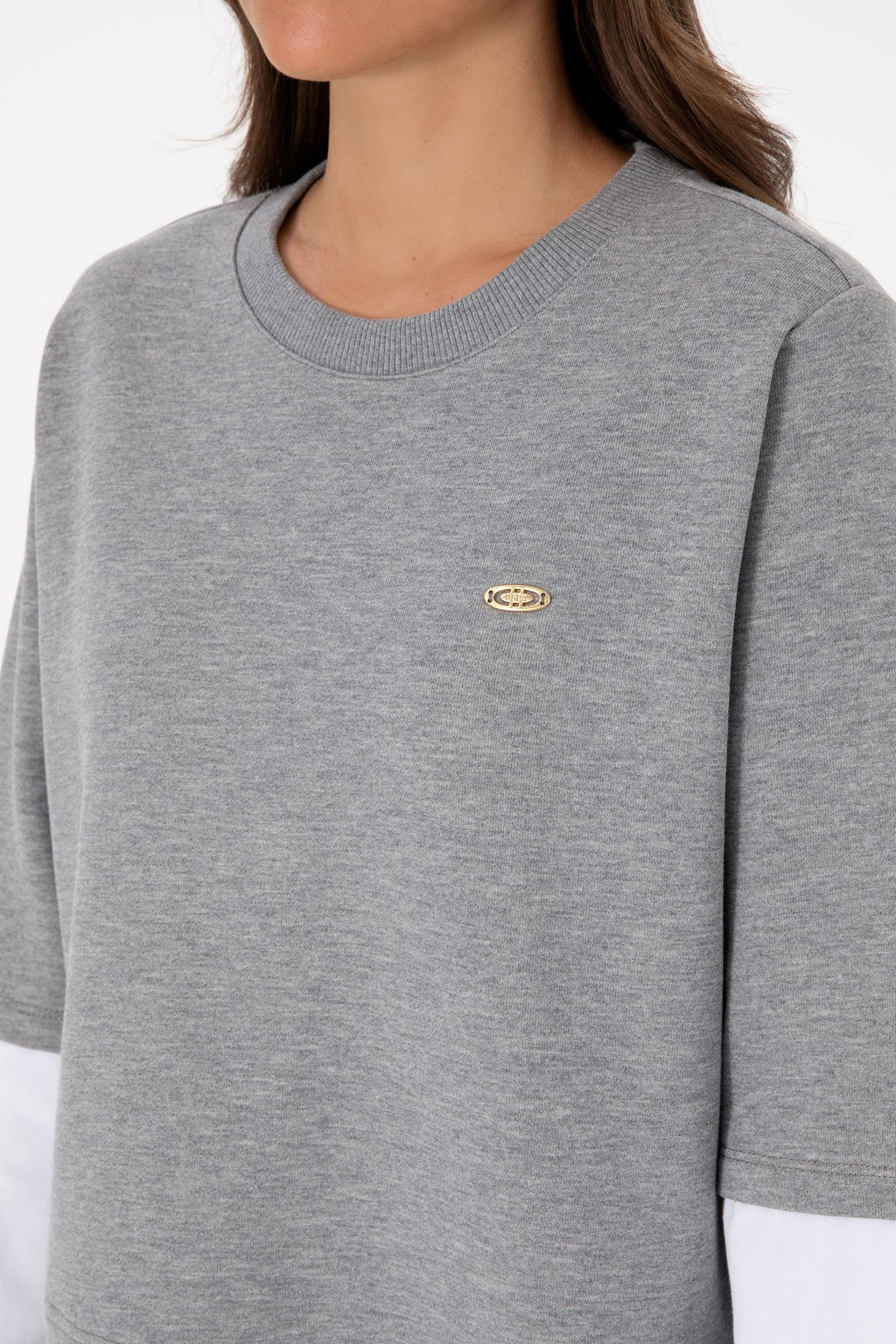 Kad_n Gri Melanj Sweatshirt Sepette S_rpriz _ndirim - U.s. polo assn фото 7