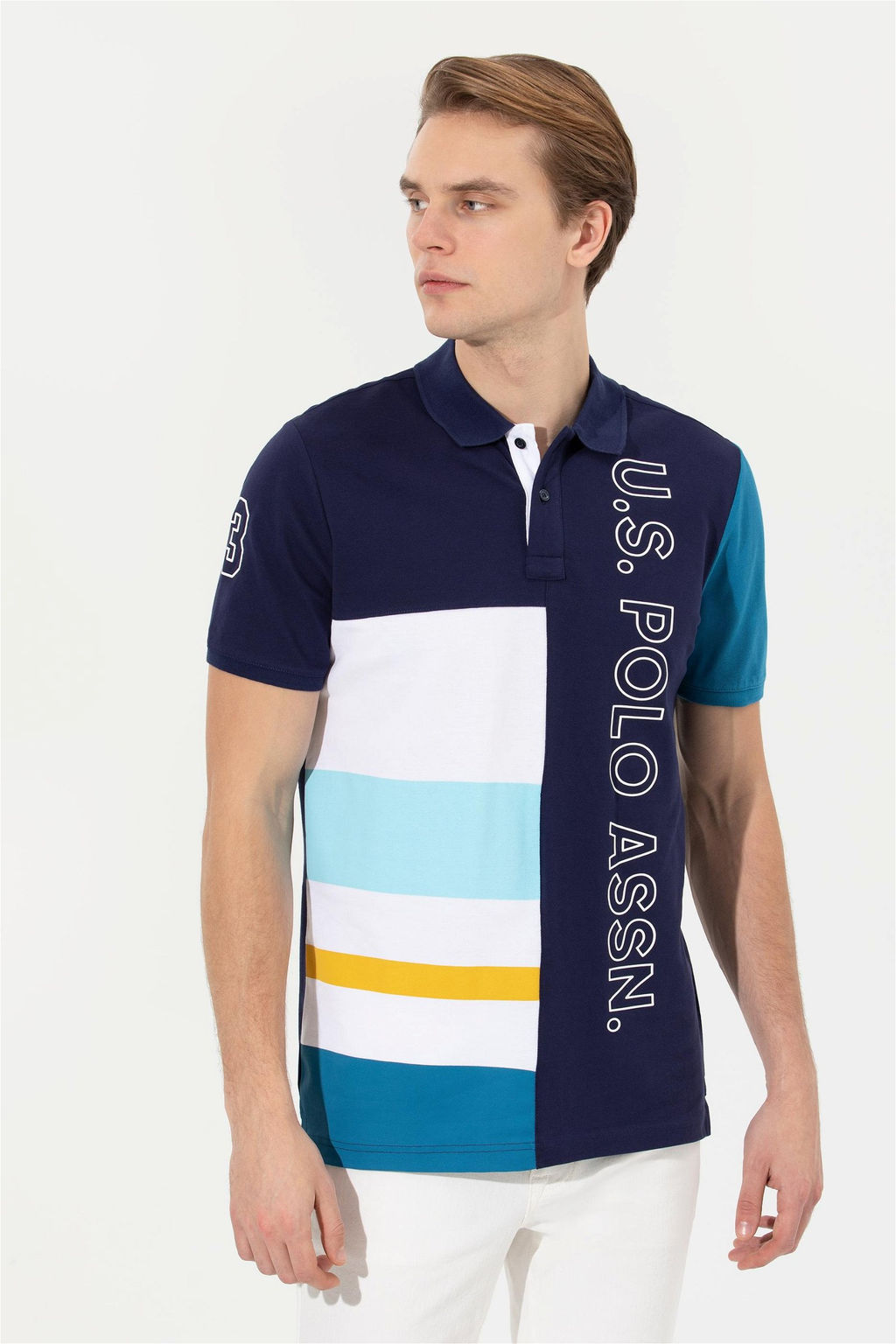 U. S. Polo Assn Мужская темно-синяя футболка с воротником-поло - U.s. polo assn фото 11