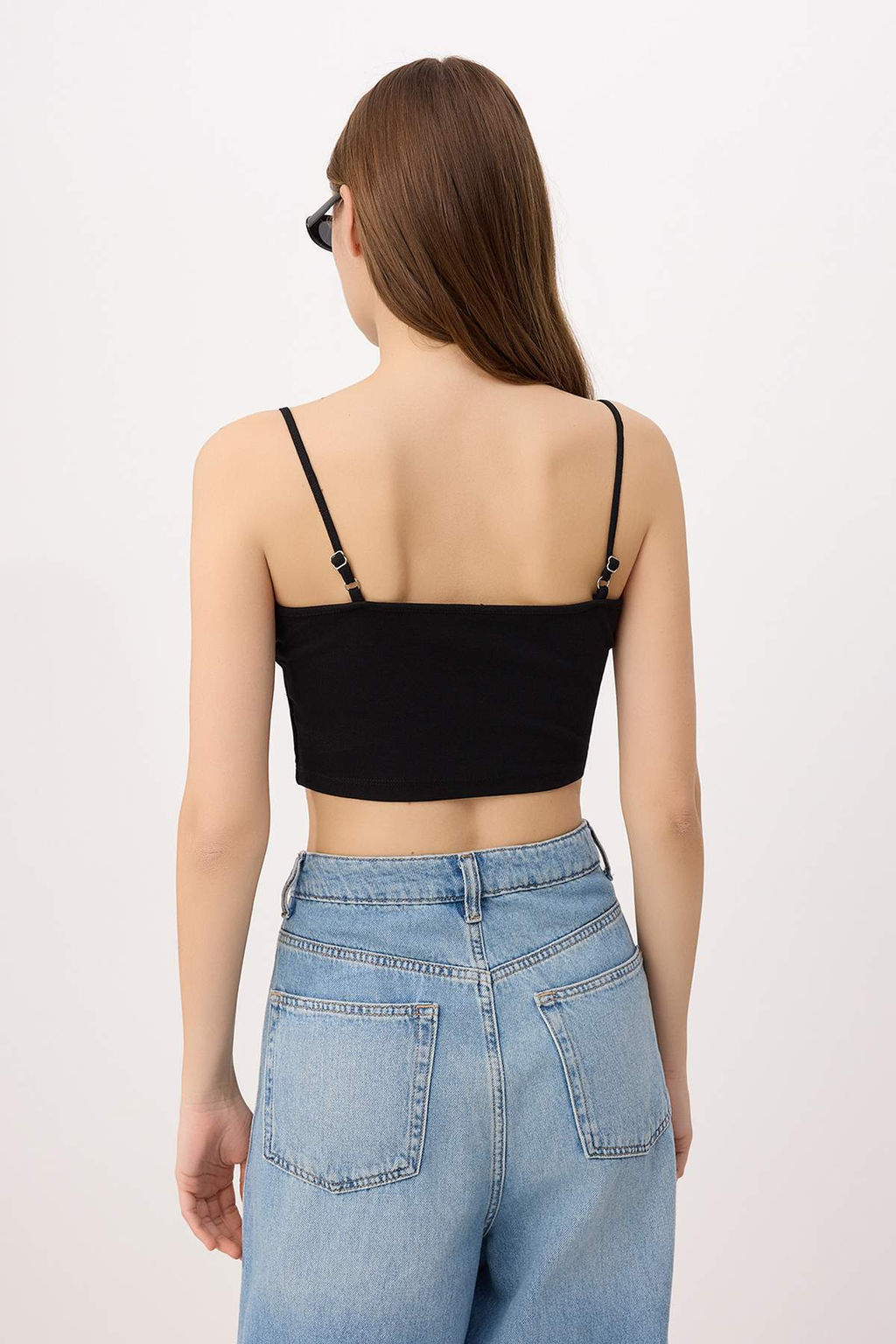 Siyah Fitted Super Crop Ask?l? Straplez Kolsuz Pamuk Ribana Orme Atlet TWOSS26AL00044 - Trendyolmilla фото 4