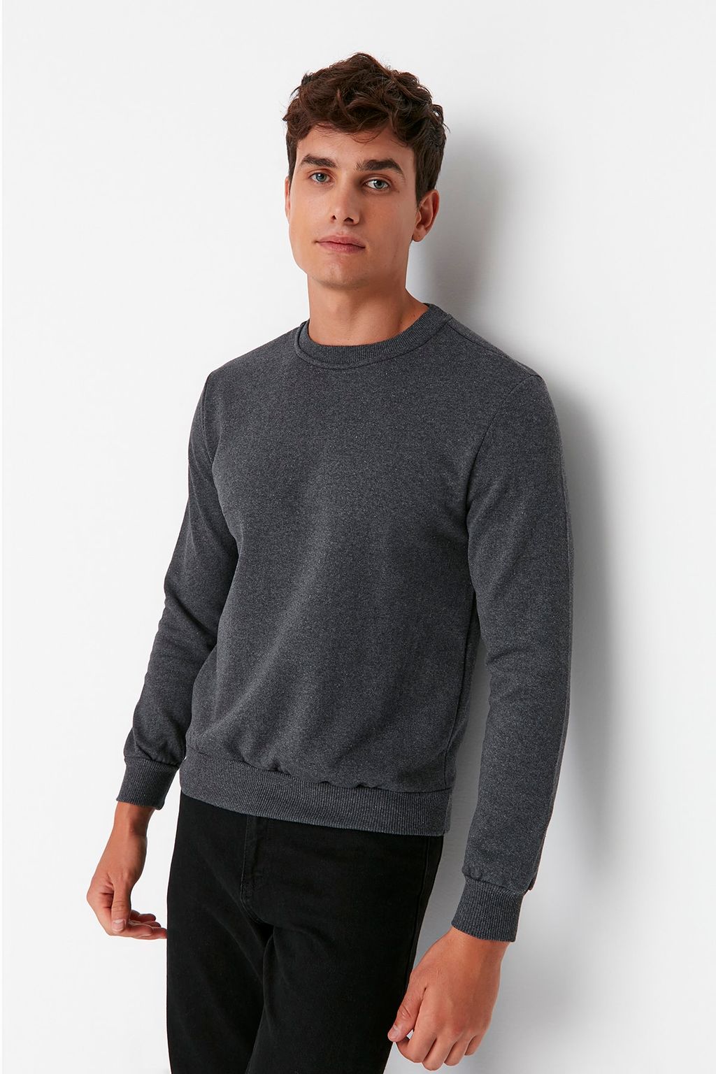 TRENDYOL MAN Siyah Regular/Normal Kesim Ici Polar/S?cak Tutan Sweatshirt TMNAW21SW1208 - Trendyolmilla фото 7