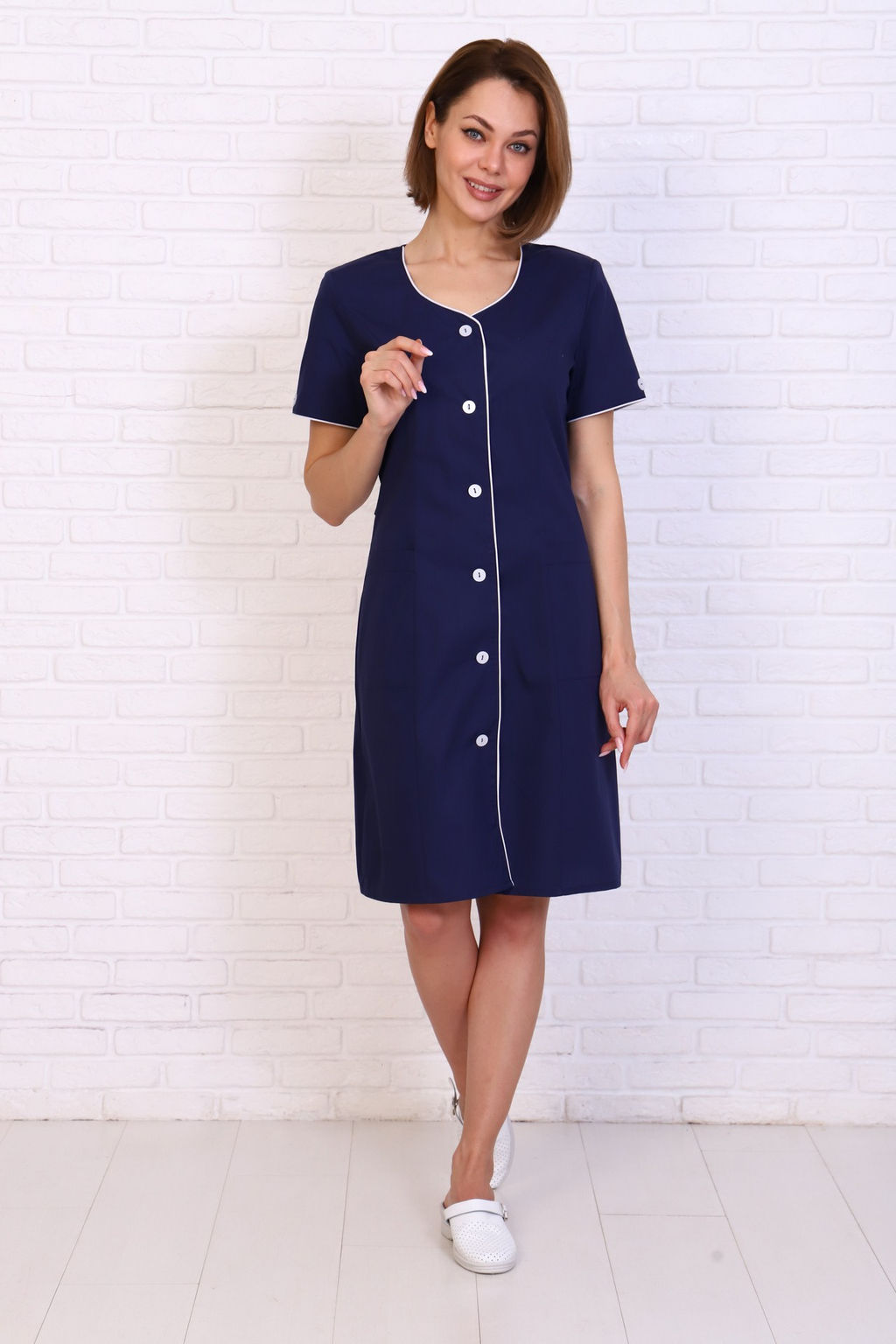 Халат женский 32ТСК. Цвет: темно-синий - Стильб фото 2