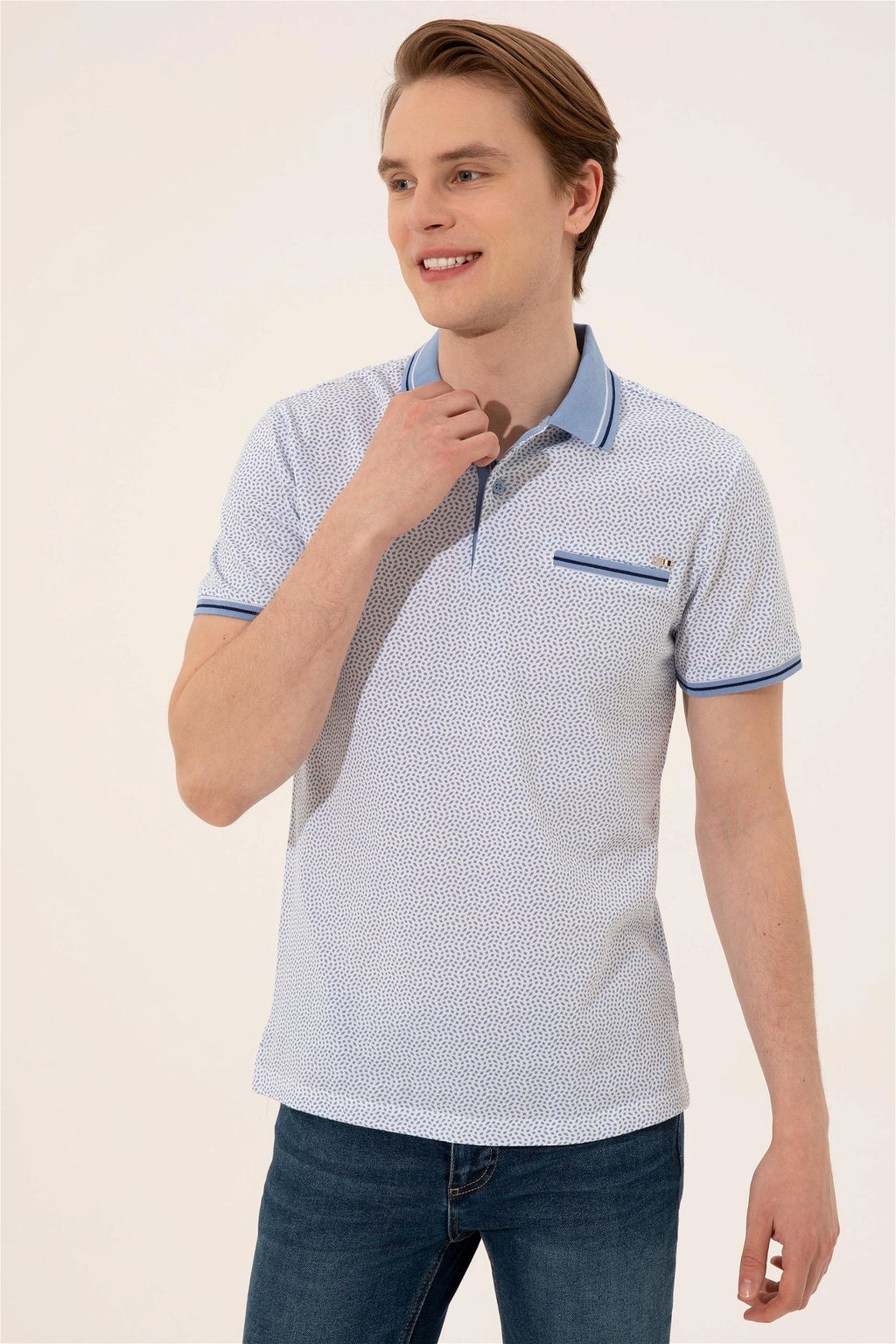 Мужская темно-синяя футболка с воротником поло - U.s. polo assn фото 7