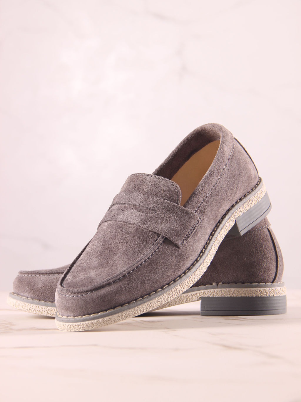 Лоферы 176.rosegr.Серый замок замша