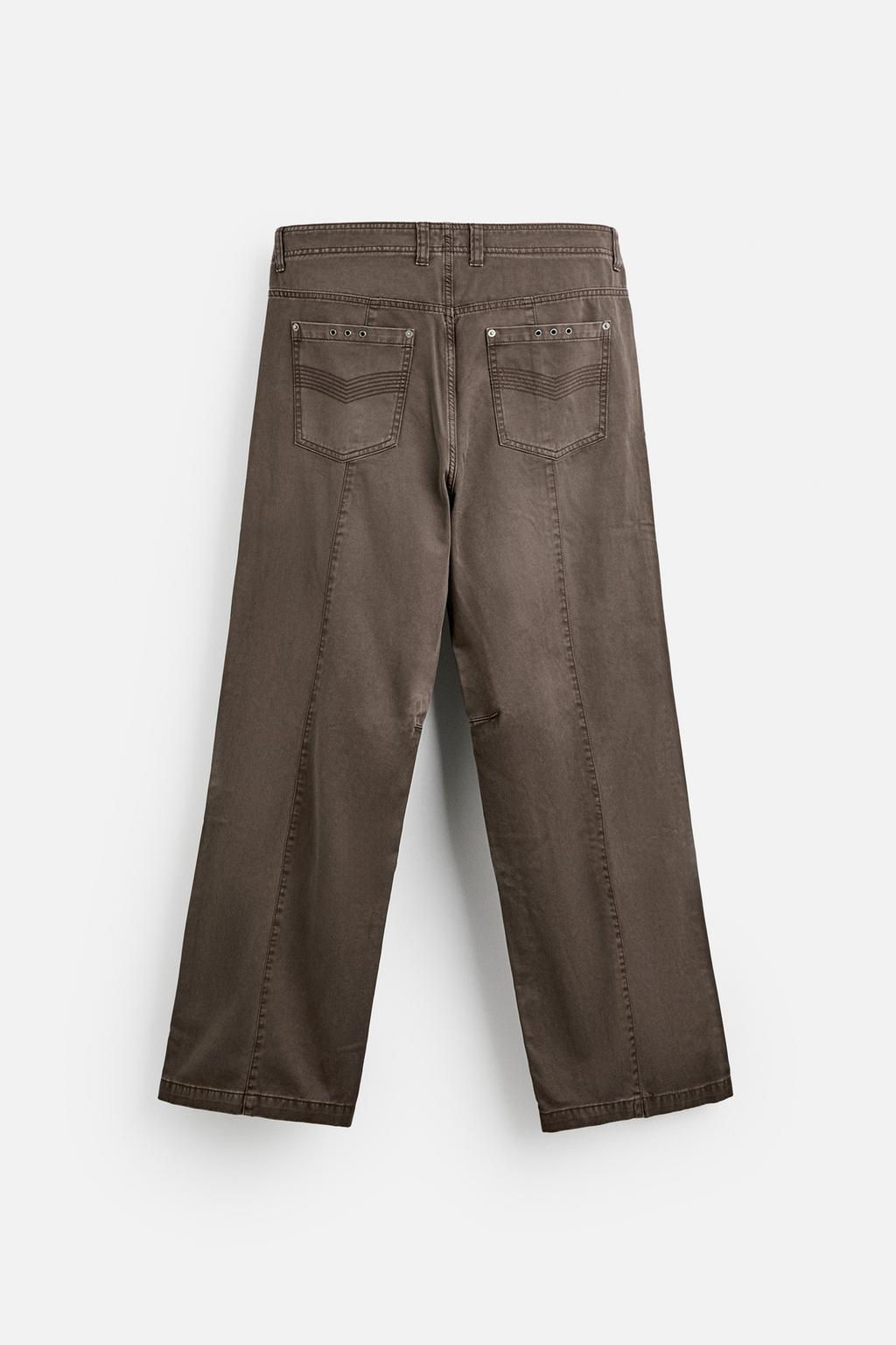 STITCHED WASHED-EFFECT TROUSERS - Zara фото 7