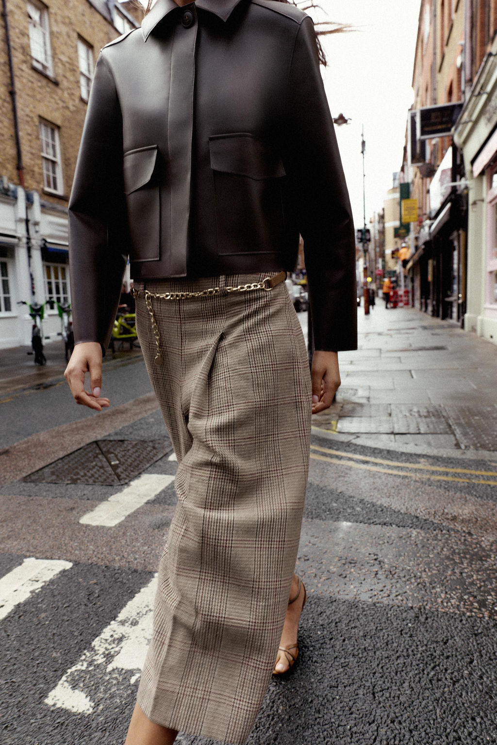 HOUNDSTOOTH LONG BERMUDA SHORTS WITH BELT