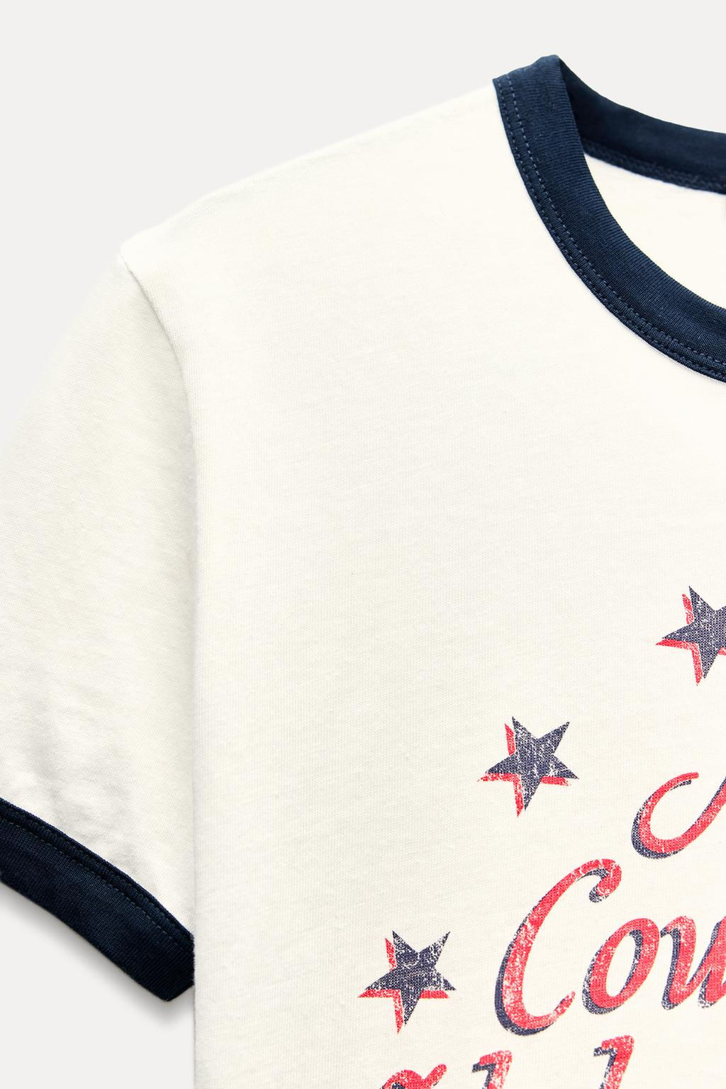 RIBBED T-SHIRT WITH SLOGAN - Zara фото 8