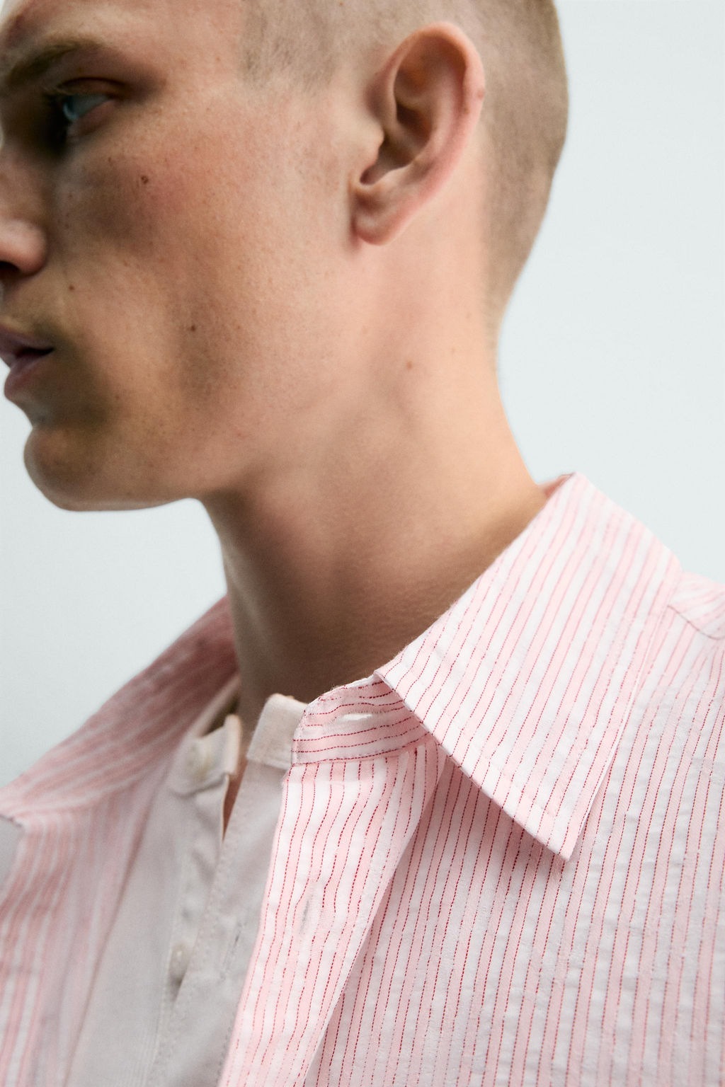 CAMISA JACQUARD RELIEVE RAYAS / Rosa palo - Zara фото 5