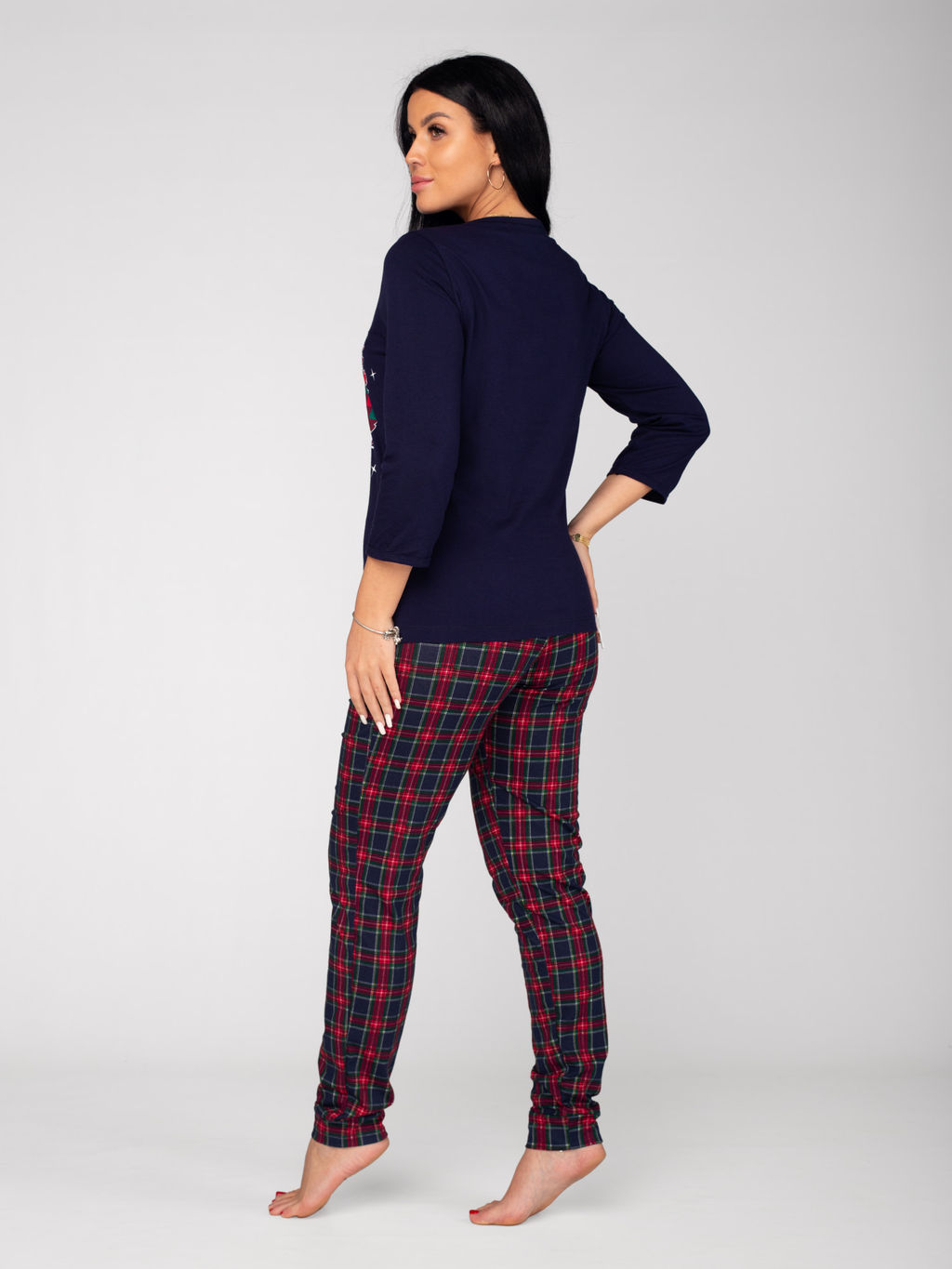 Костюм женский кулирка с брюками "ЕЛКИ" КРАСНЫЙ 2