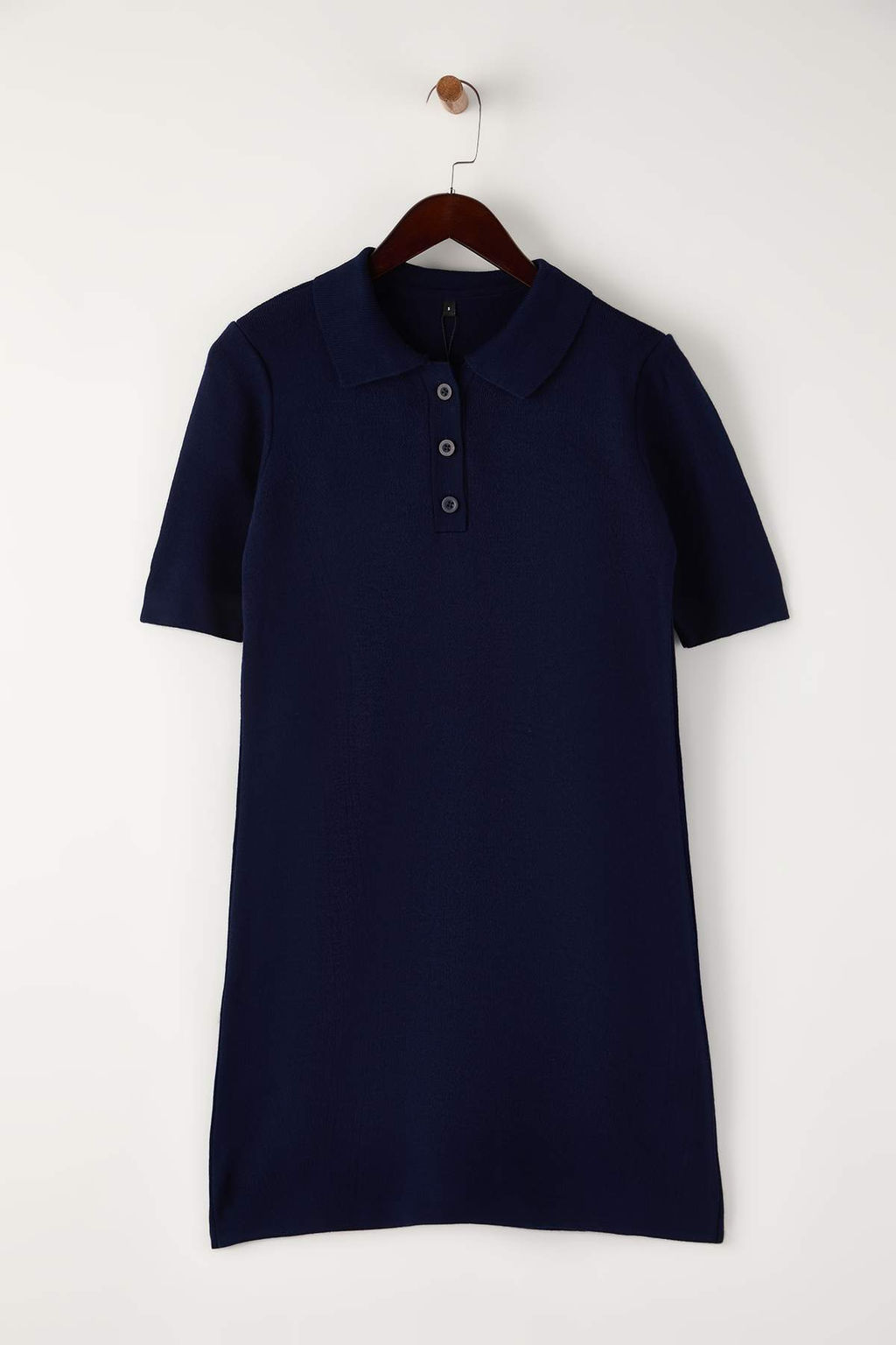 Lacivert Renk Bloklu K?sa / Mini Polo Yaka Triko Elbise TWOAW26EL00105