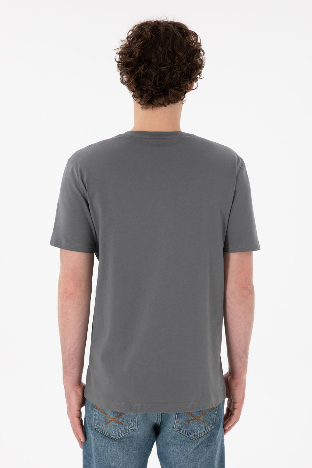 Erkek Regular Fit V Yaka Antrasit Basic Ti__rt Sepette S_rpriz _ndirim - U.s. polo assn фото 6