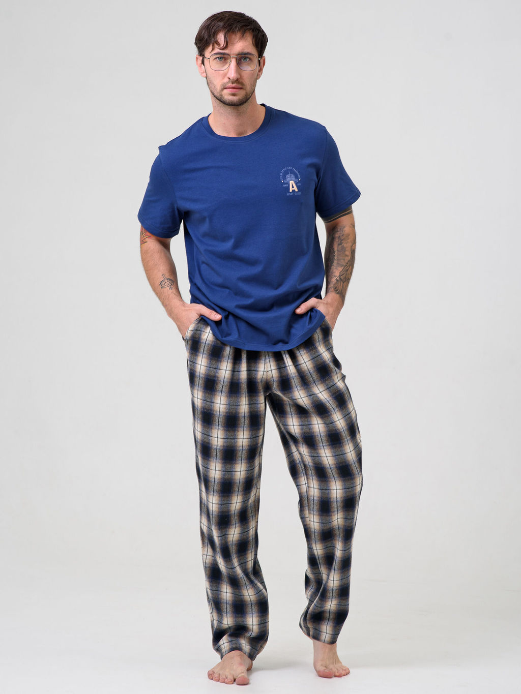 Пижама оптима Авангард хлопок с полиэстером синий фото 4