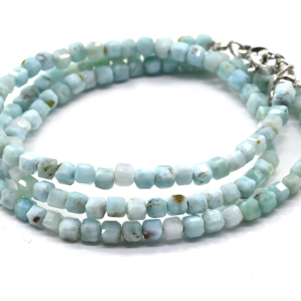 Чокер из ларимара кубик граненый 3мм, 43см Радуга камня