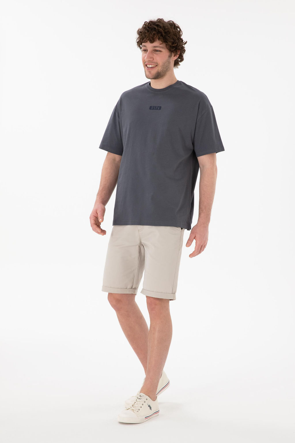 Erkek Oversize Fit Bisiklet Yaka Antrasit Ti__rt Sepette S_rpriz _ndirim - U.s. polo assn фото 5