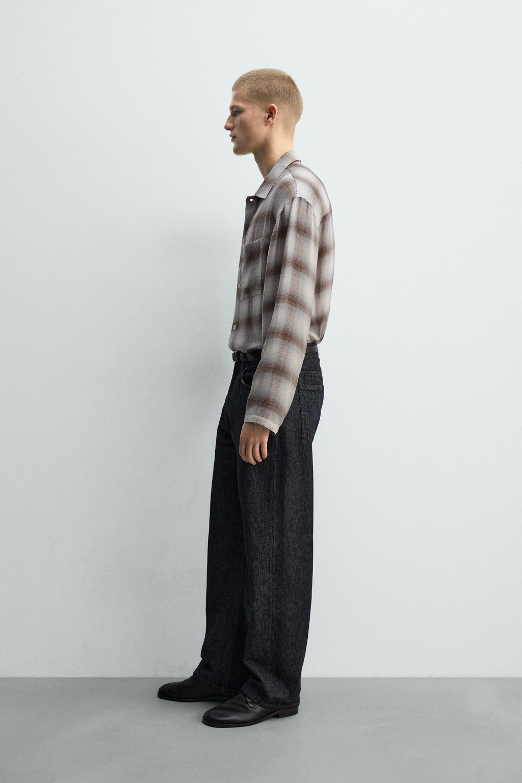 Рубашка CAMISA CUADROS BOLSILLO серый молочный