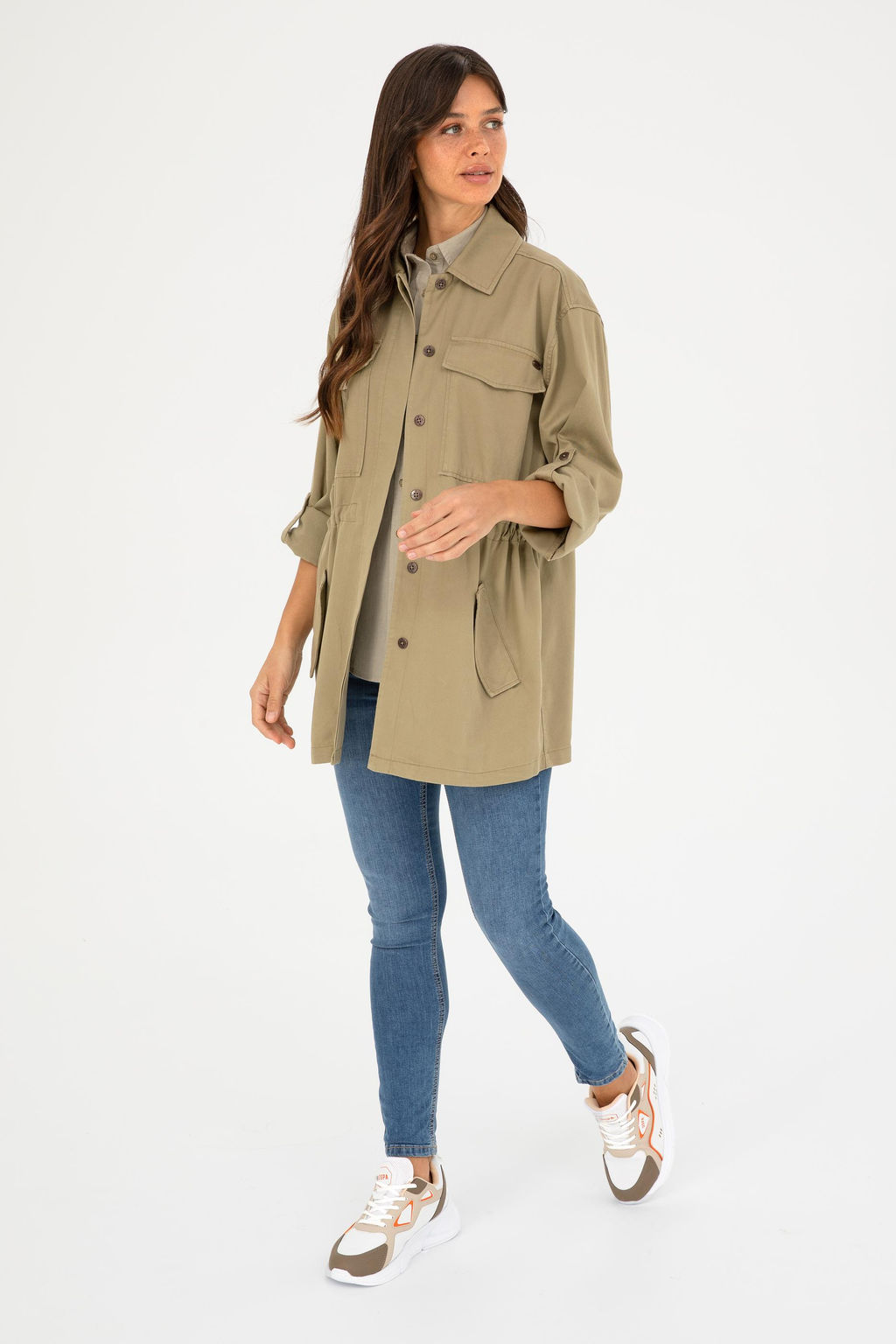 Женская куртка цвета хаки Неожиданная скидка в корзине - U.s. polo assn фото 11