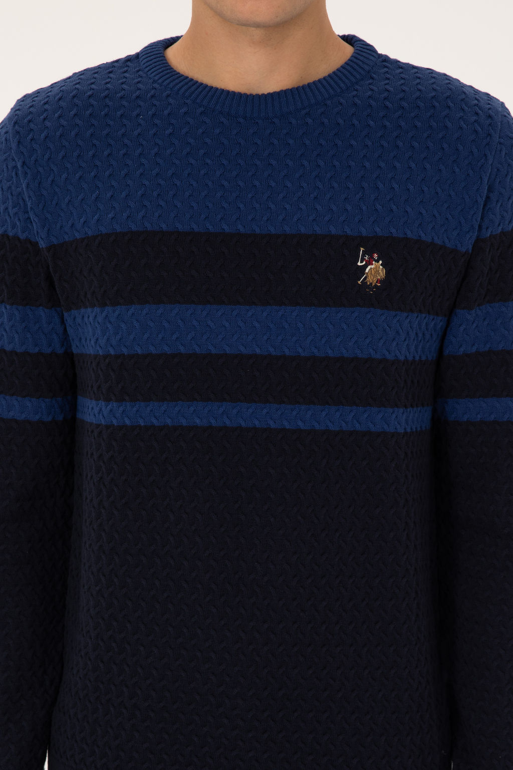 Erkek Slim Fit Bisiklet Yaka Lacivert Kazak - U.s. polo assn фото 12