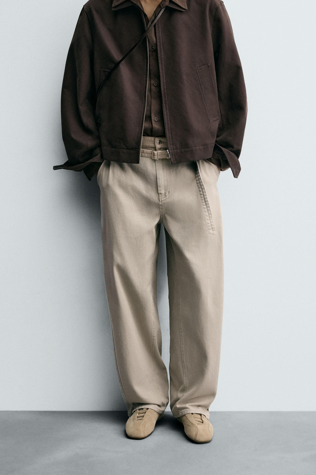 BELTED WIDE-LEG BALLOON FIT TROUSERS - Zara фото 2