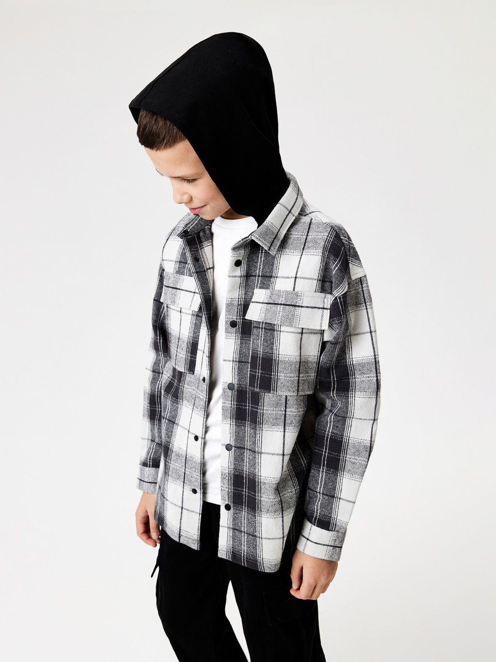 ACOOLA / Сорочка верхняя детская для мальчиков Simum серая клетка  фото 8