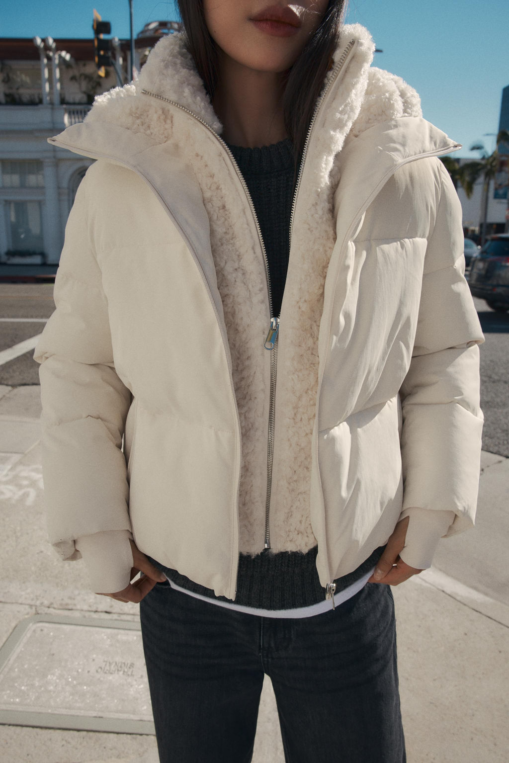 FAUX SHEARLING HOOD WATER-REPELLENT WINDPROOF ANORAK - Zara фото 4