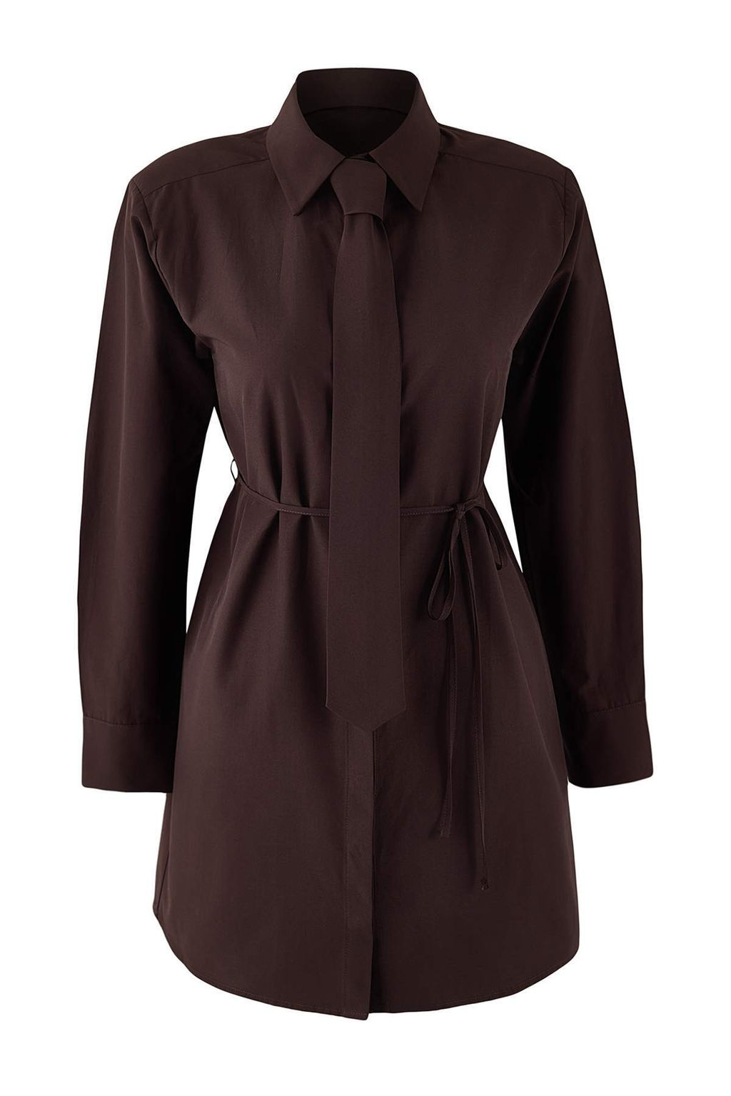 Beyaz-Gri Cizgili Kravat Detayl? Mini Dokuma Elbise TWOAW26EL00279 - Trendyolmilla фото 9