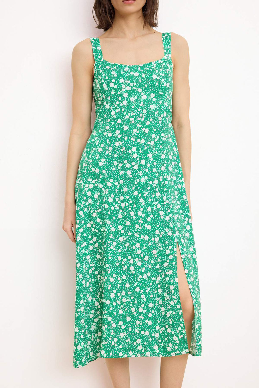 Yesil Cicekli Ask?l? Midi Dokuma Elbise TWOSS26EL00554 - Trendyolmilla фото 3