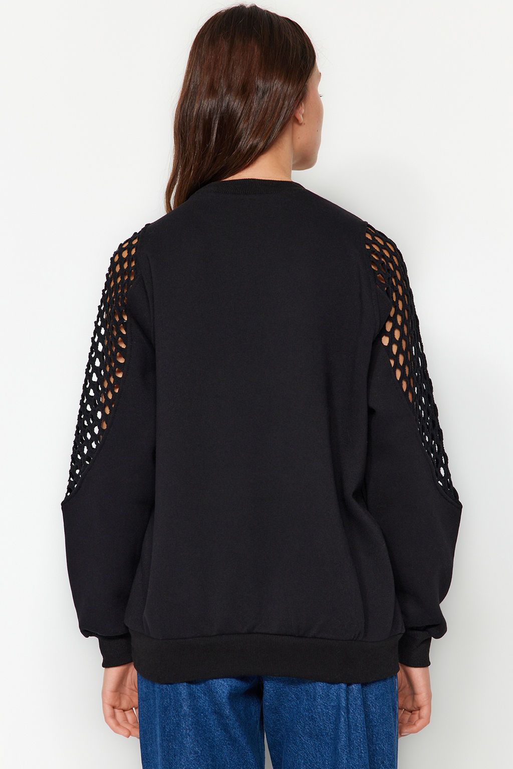 TRENDYOLMILLA Siyah File Detayl? Kal?n Ici Polarl? Regular/Normal Kal?p Orme Sweatshirt TWOAW24SW00134 фото 6