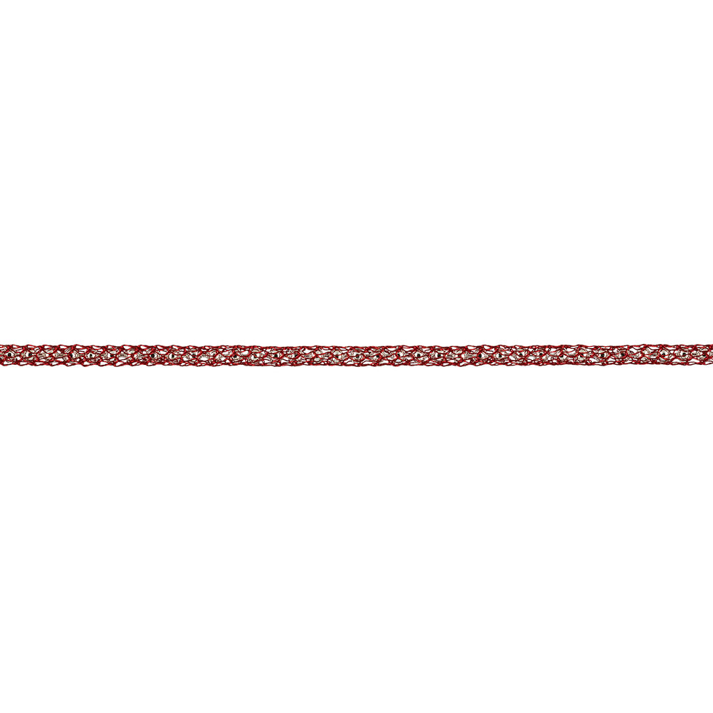 FAYCRAFT Цепочка вязаная декоративная SCJ 3 мм 1 м СК/Распродажа красный/под серебро