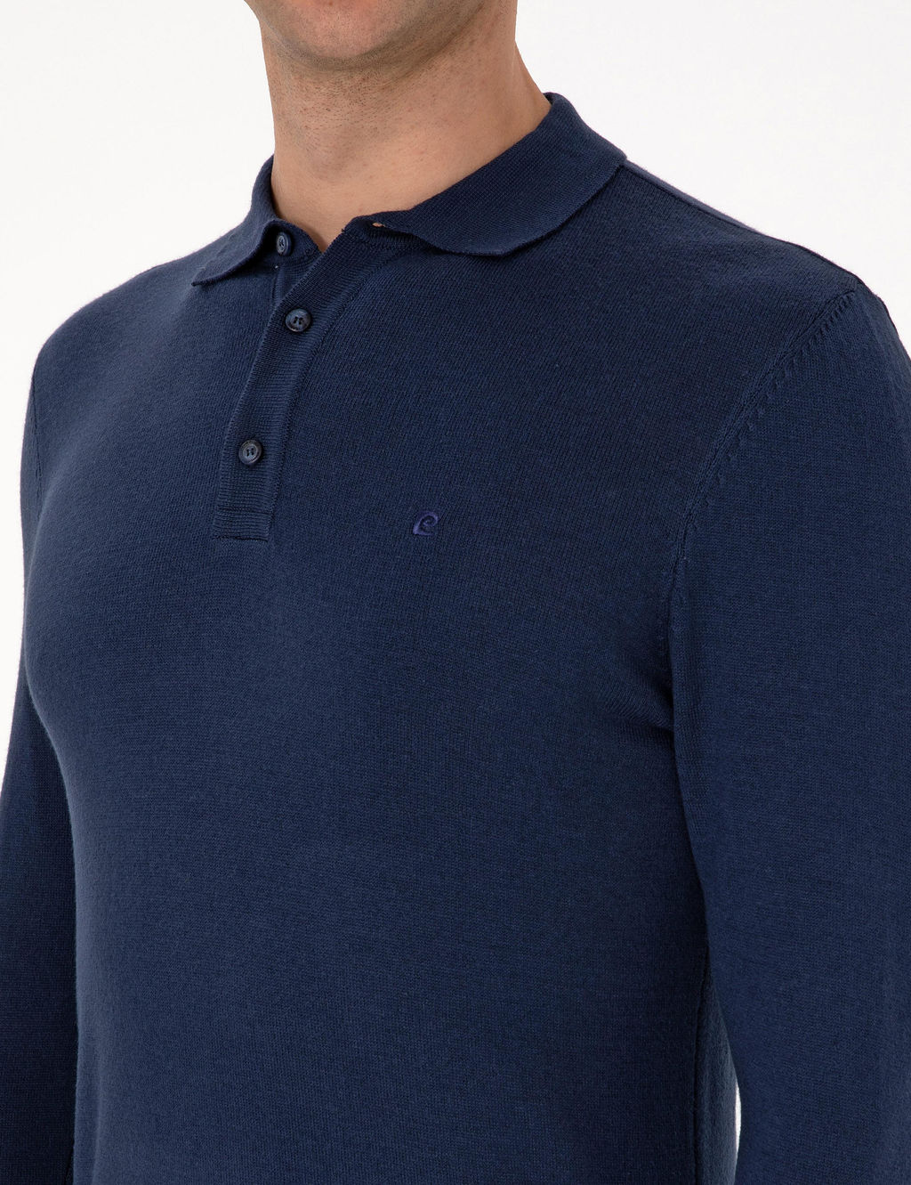 A__k Lacivert Slim Fit Polo Yaka Basic Triko Kazak