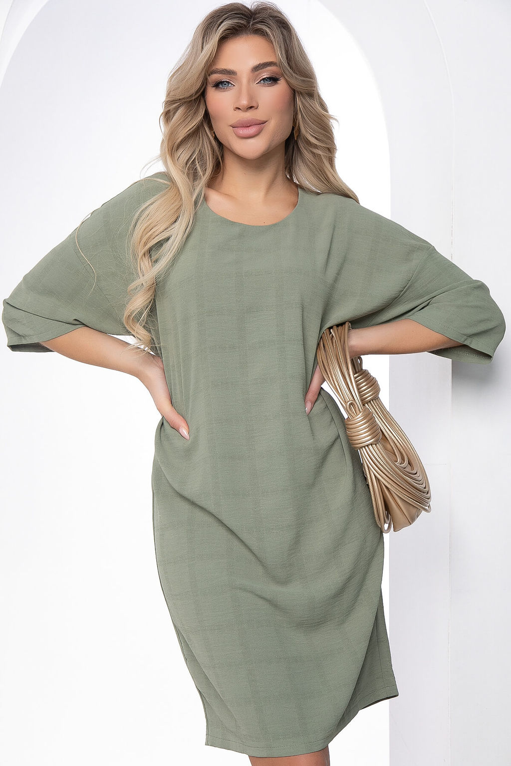 Платье футболка (олива) П8708 - Lt collection фото 14