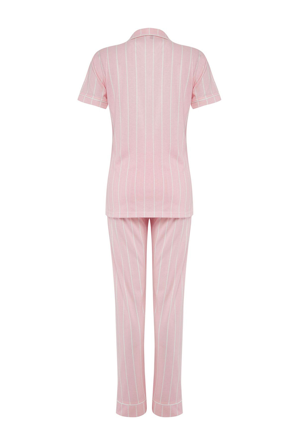 Trendyolmilla Pembe Cizgili Biye Detayl? Uyku Bantl? Orme Pijama Tak?m? THMSS21PT1225  фото 16